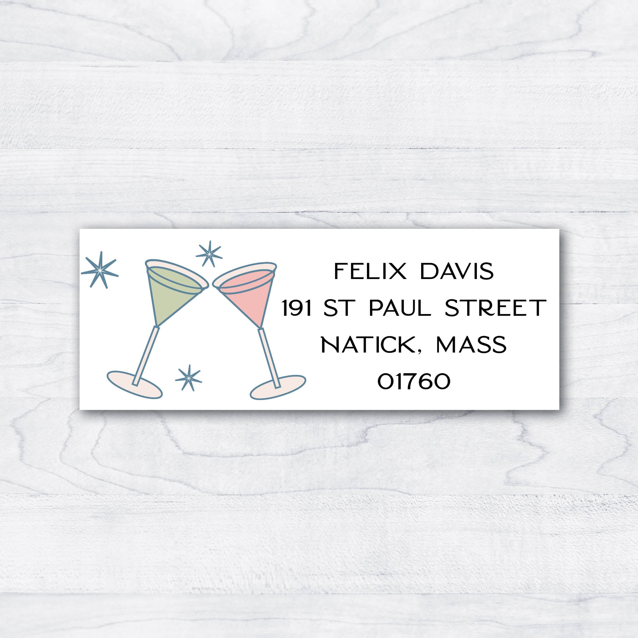 Martini Glasses Return Address Labels