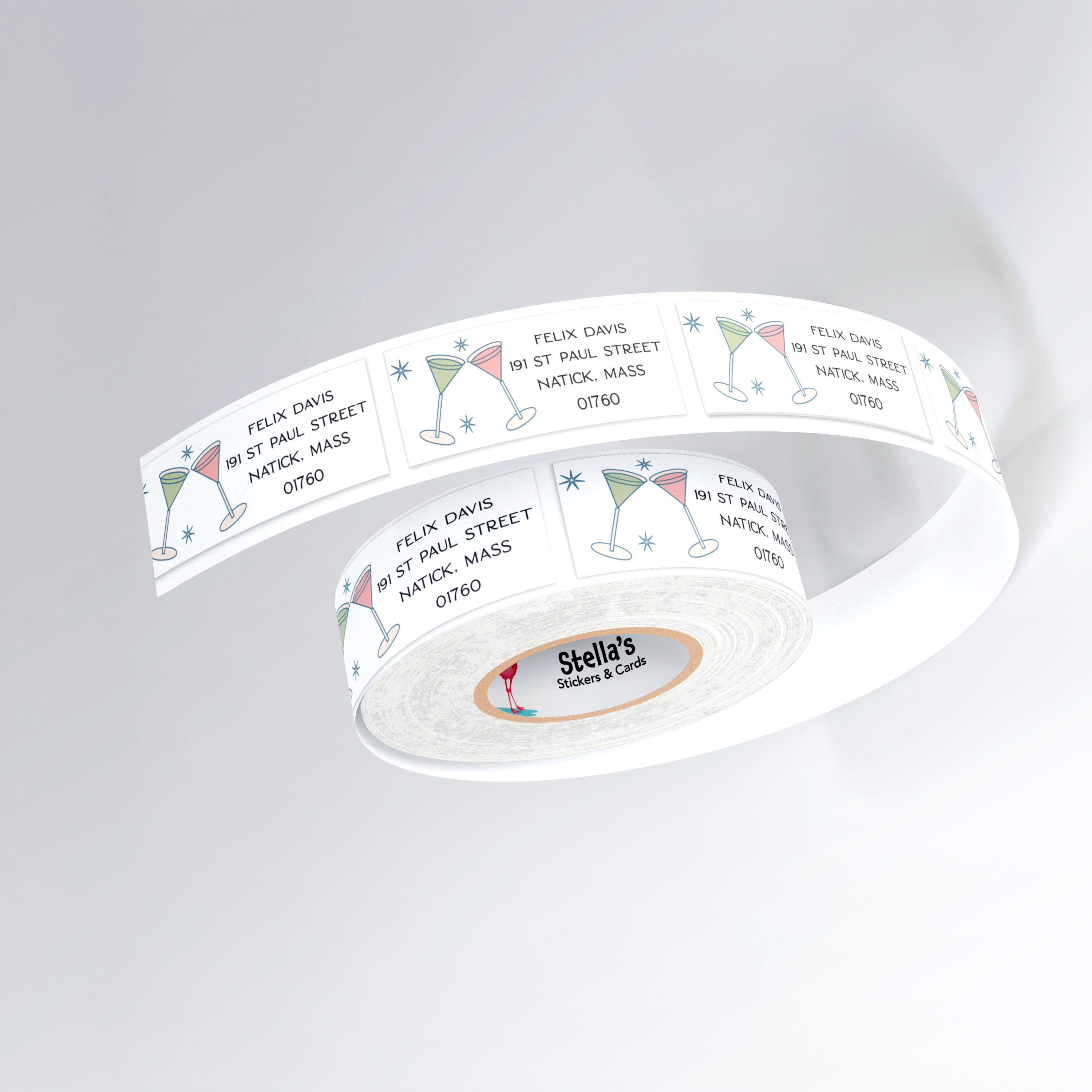 Martini Glasses Return Address Labels