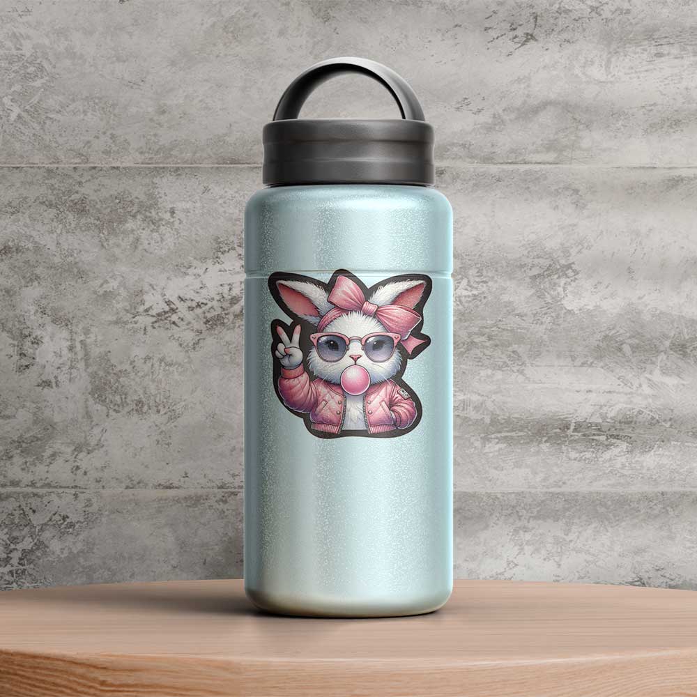 Bunny Rabbit Cool Girl Easter Weatherproof Sticker Vinyl Decal