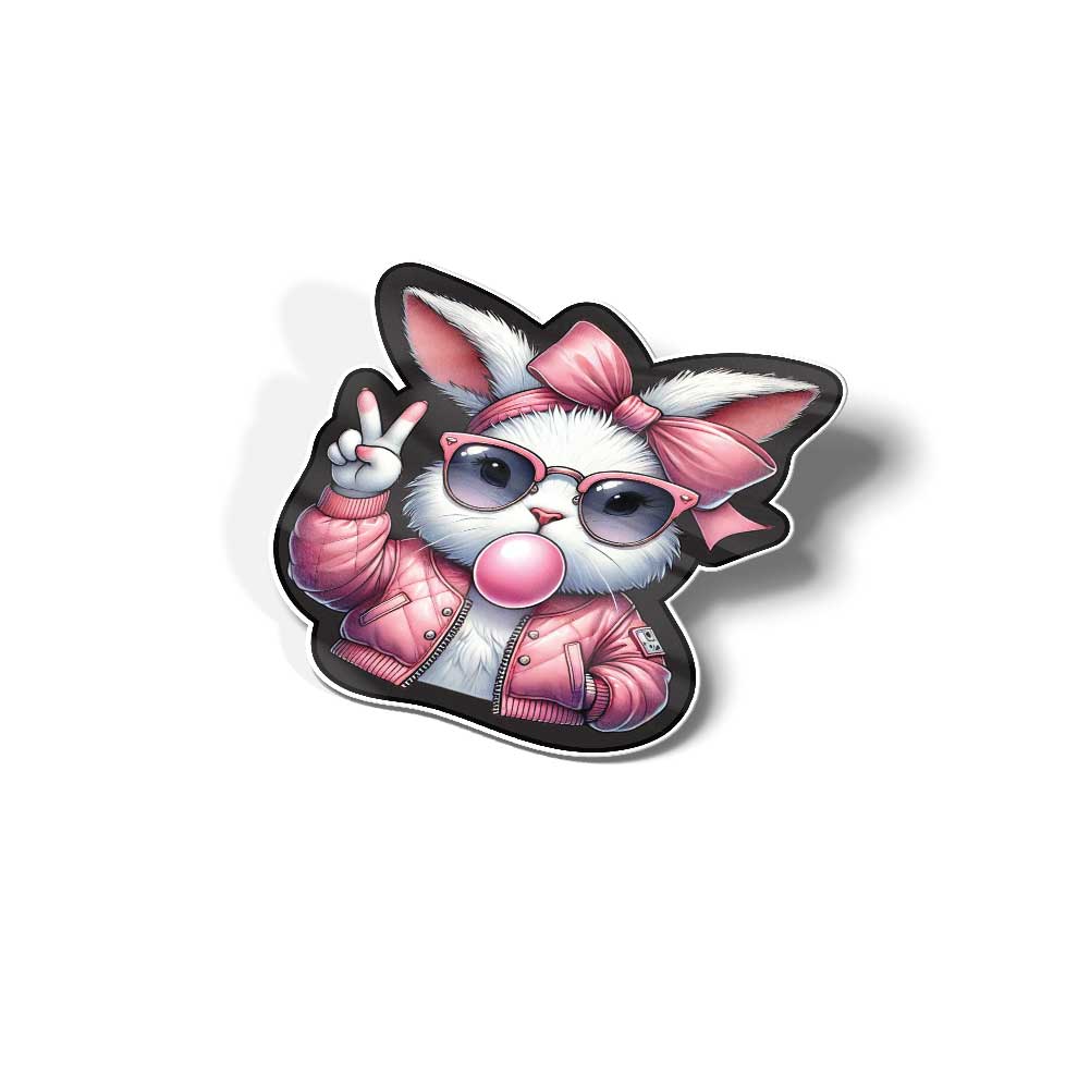 Bunny Rabbit Cool Girl Easter Weatherproof Sticker Vinyl Decal