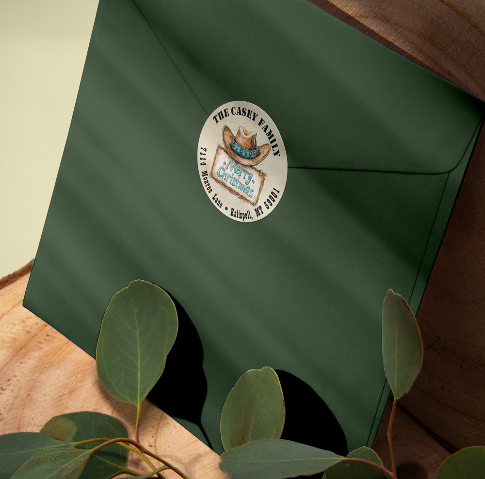 Cowboy Christmas Western Return Address Labels