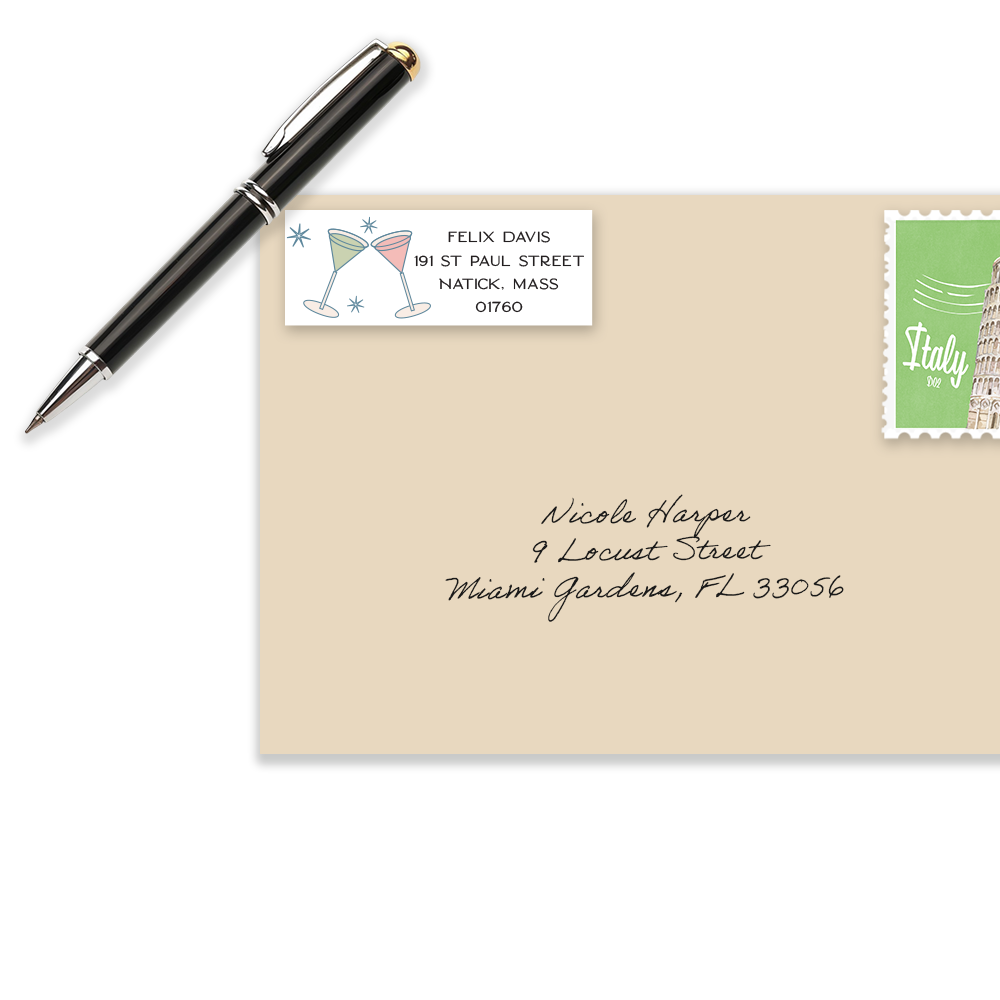 Martini Glasses Return Address Labels