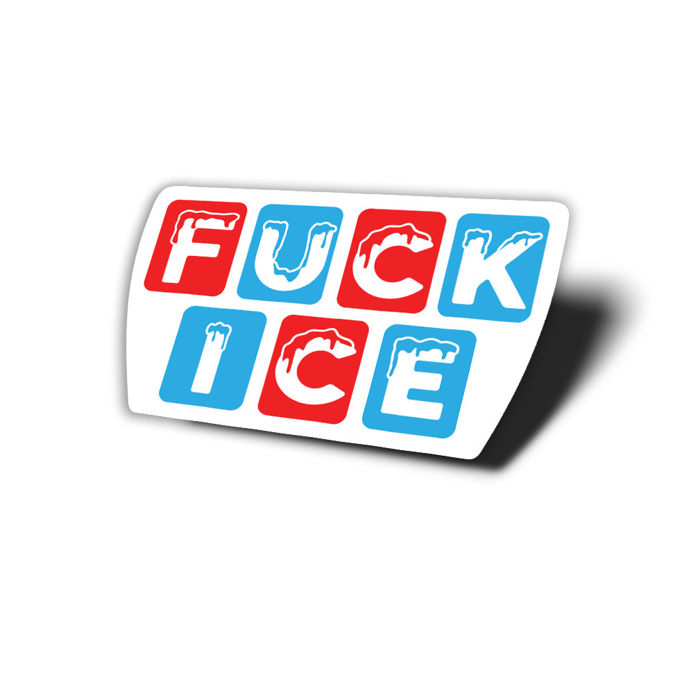 fuck ice vinyl sticker in the style of ice branding - anti trump pro immigration sticker