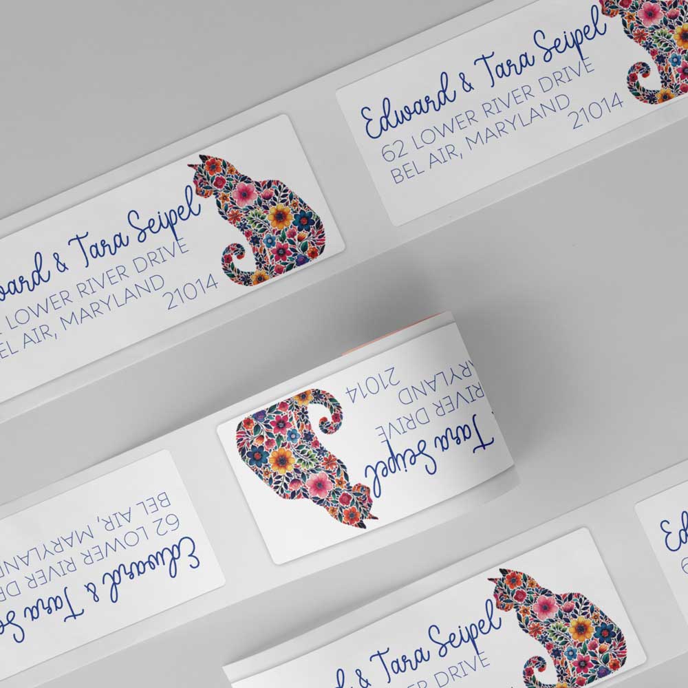Flower Cat Return Address Labels