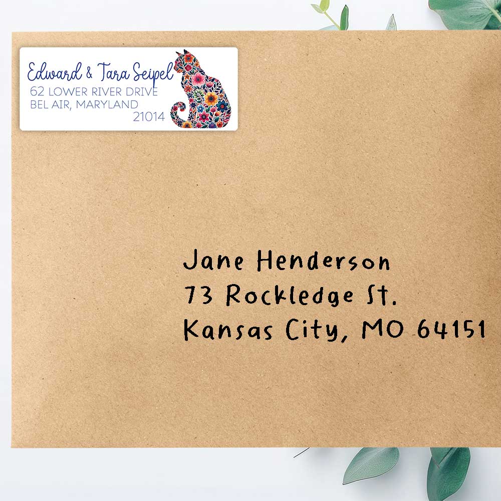Flower Cat Return Address Labels
