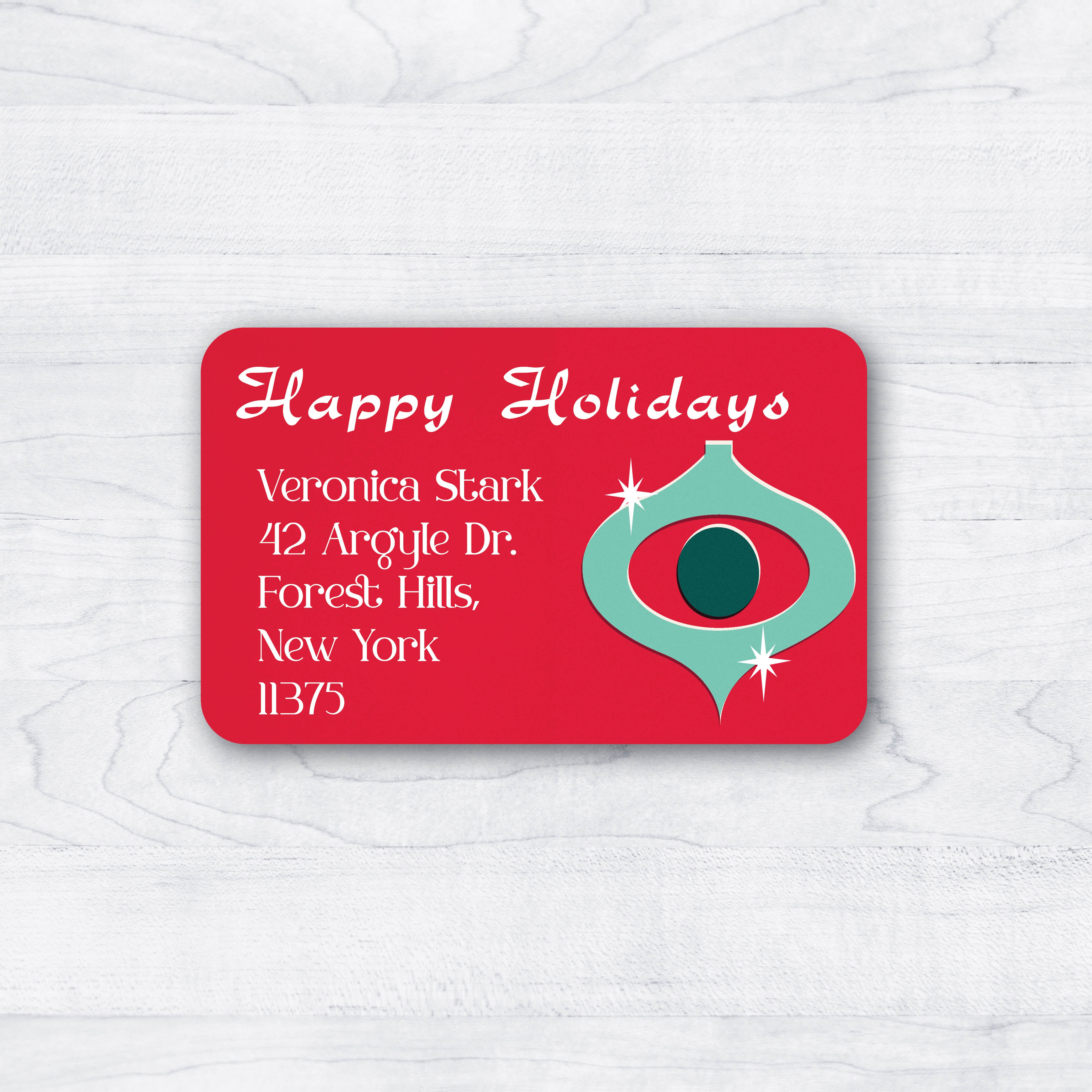 Mid-Century Ornament Christmas Labels