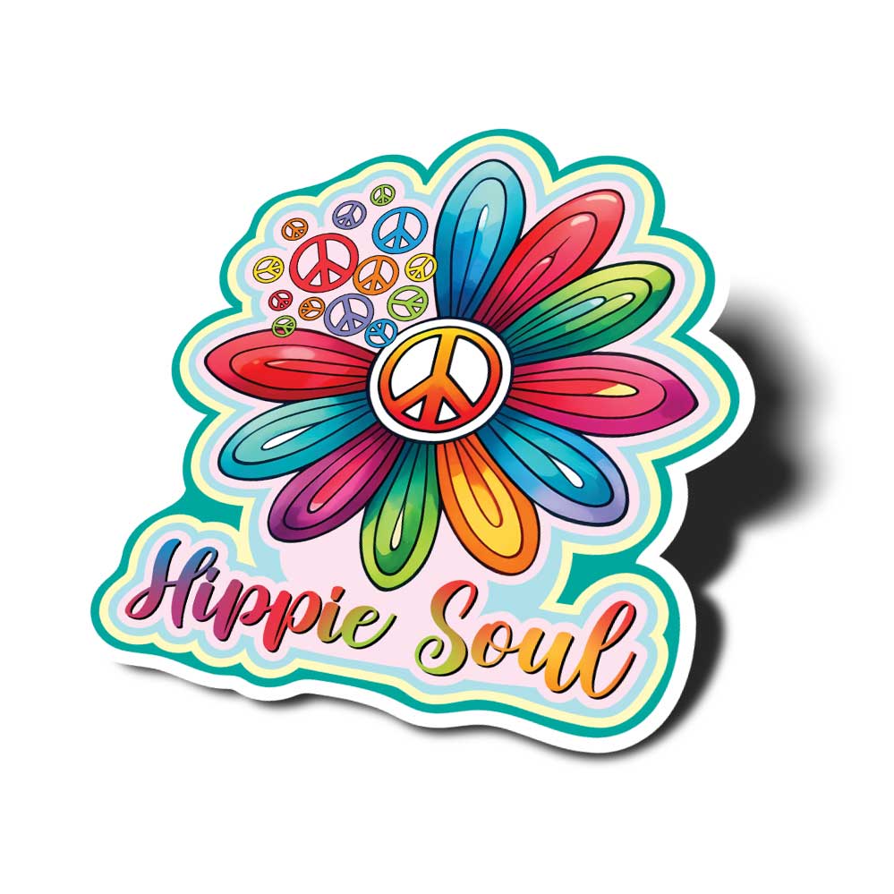 Hippie Soul Vinyl Decal, Weatherproof for Laptop, Car, Water Bottle Locker