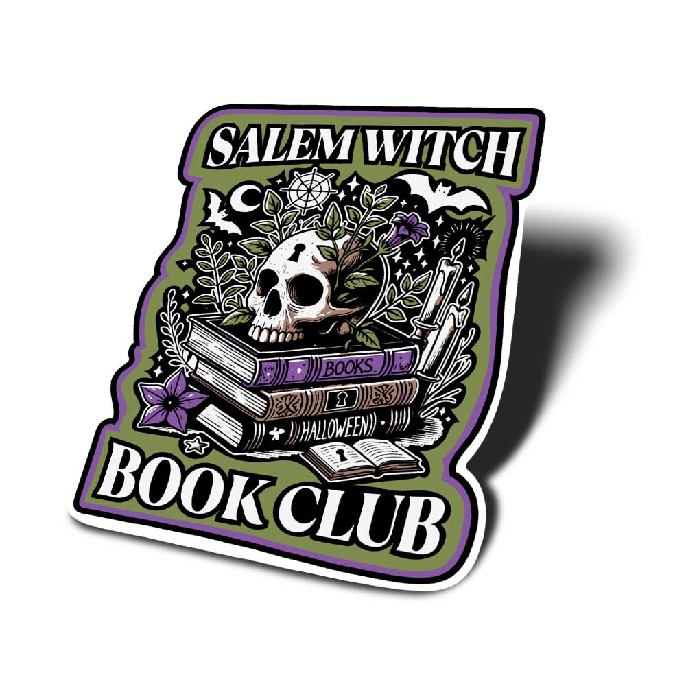 Salem Witch Book Club Halloween Vinyl Decal, Weatherproof for Laptop, Car, Water Bottle Locker