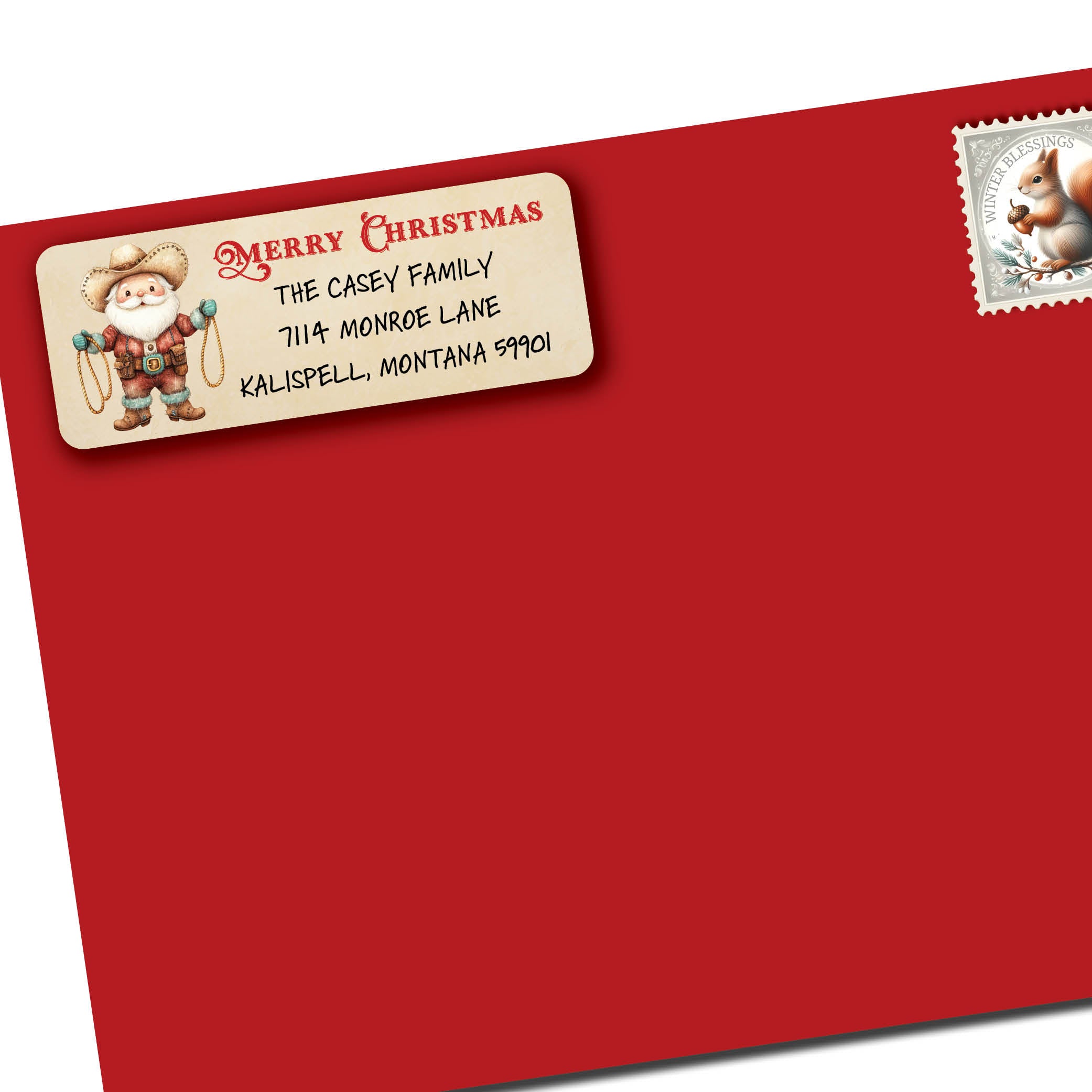 Cowboy Santa Christmas Return Address Labels