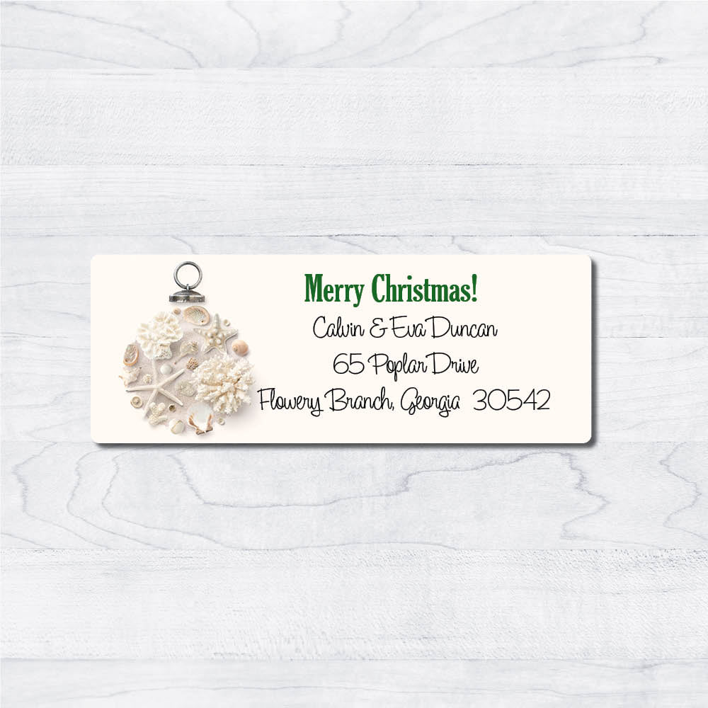 Seashell Ornament Beach Themed Christmas Return Address Labels