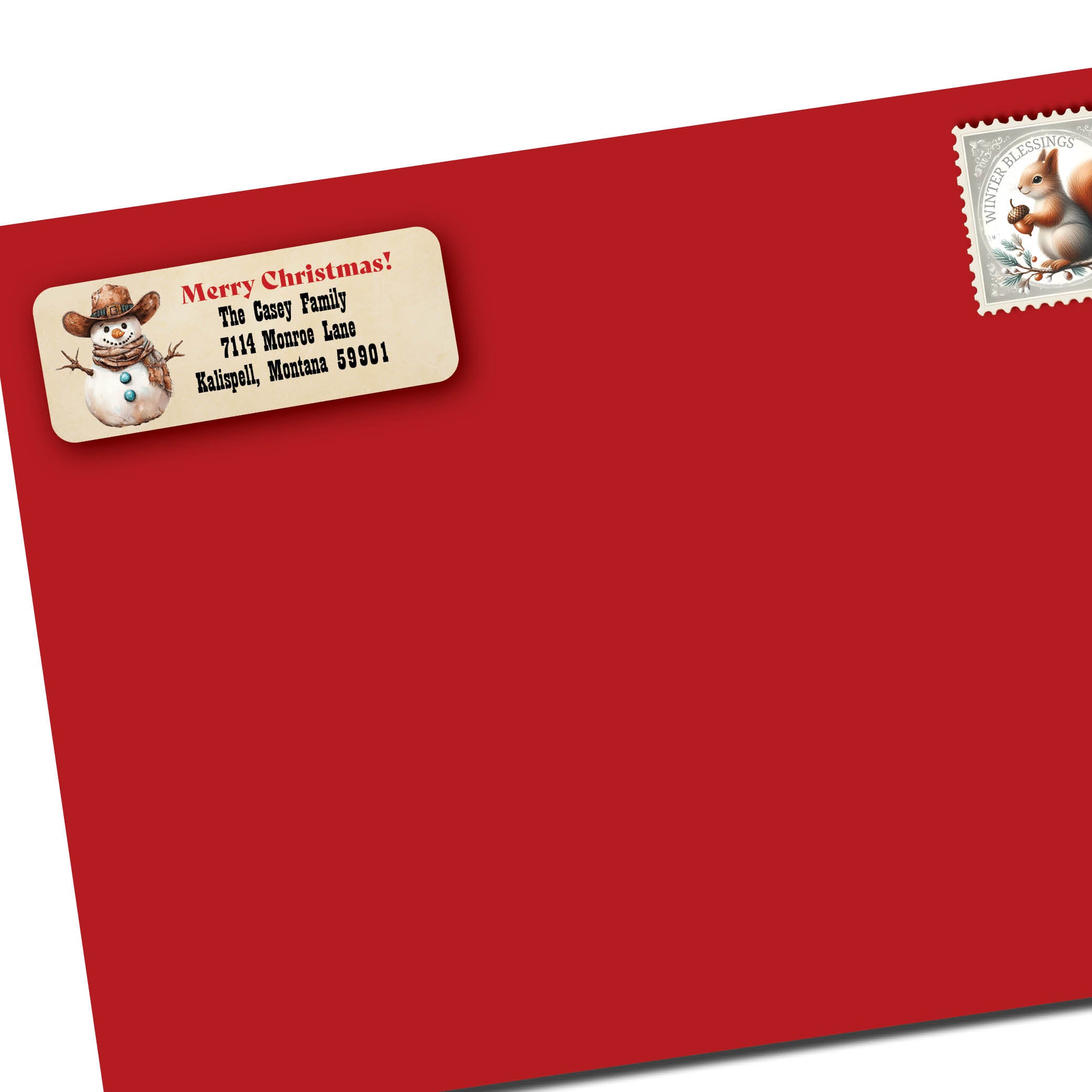 Snowman Cowboy Christmas Return Address Labels