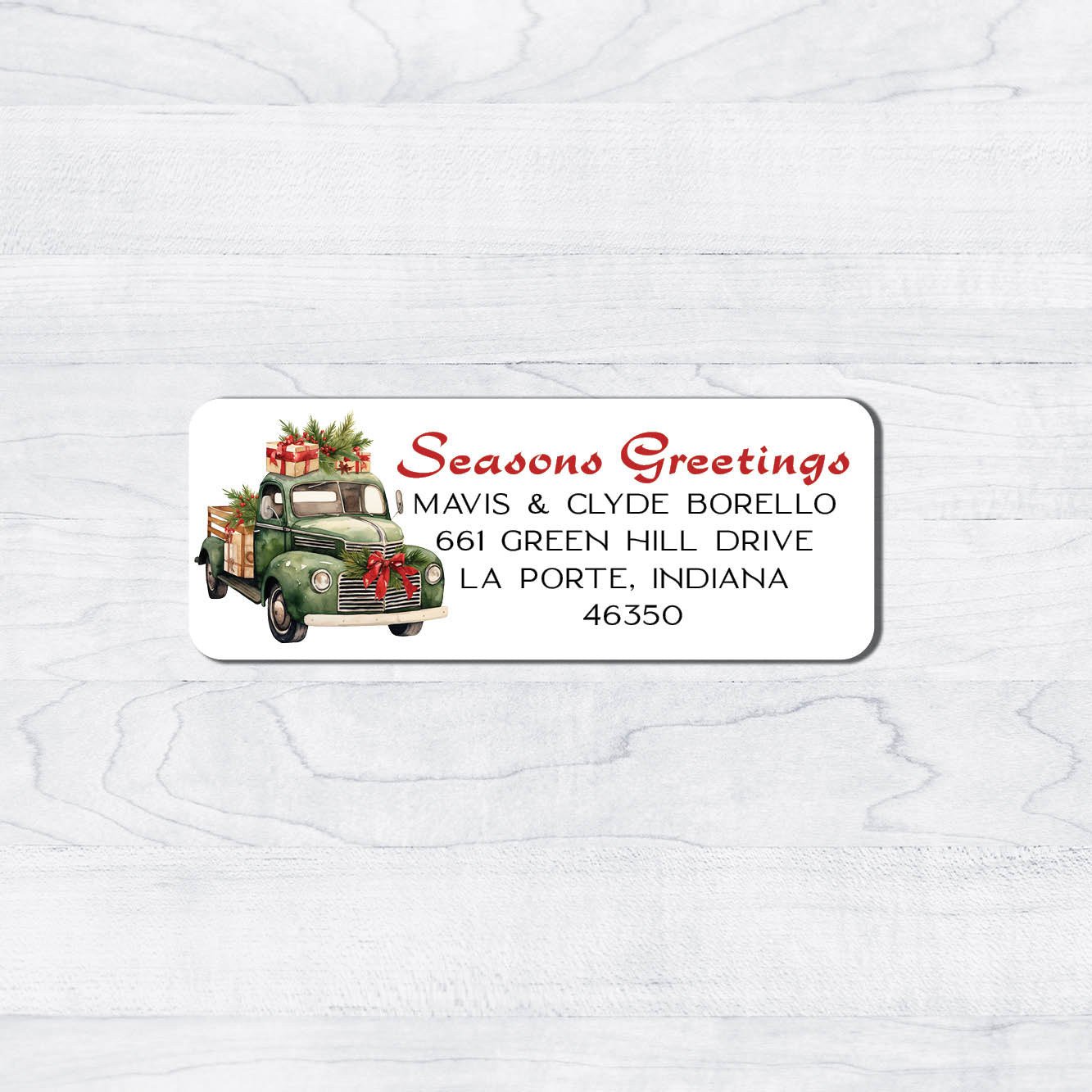 antique truck rustic label for christmas card return address