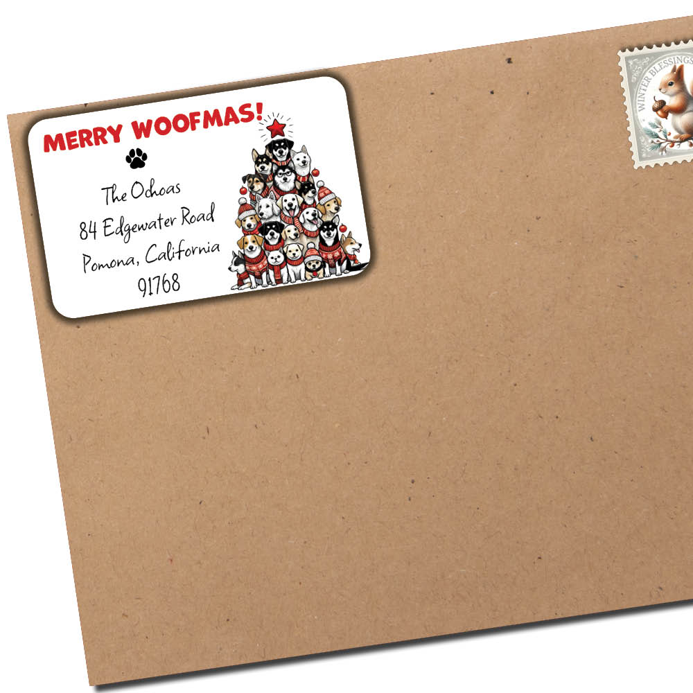 Merry Woofmas Return Address Labels