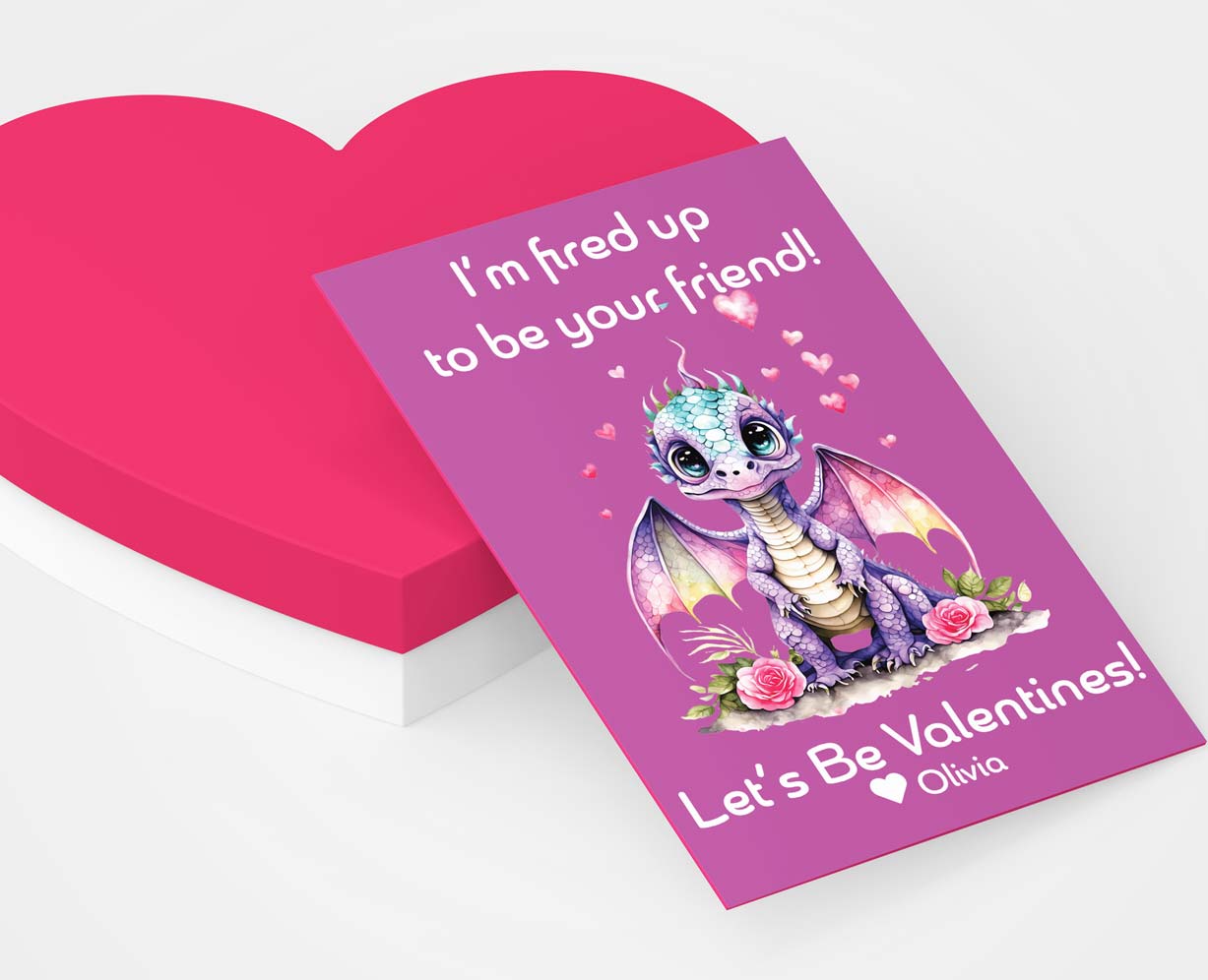 Dragon Valentines Children's Cards for Kids