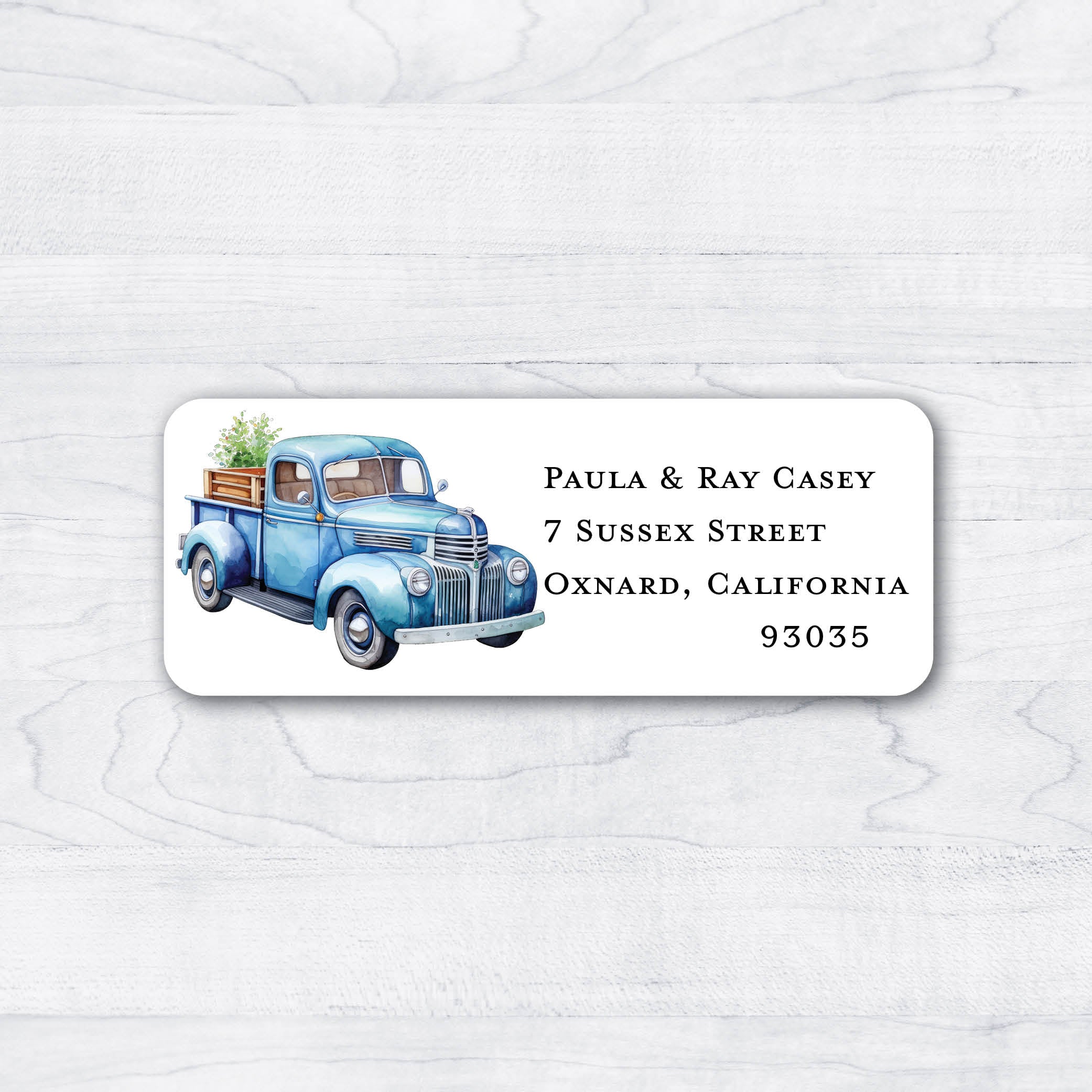 Antique Blue Truck Country Return Address Labels