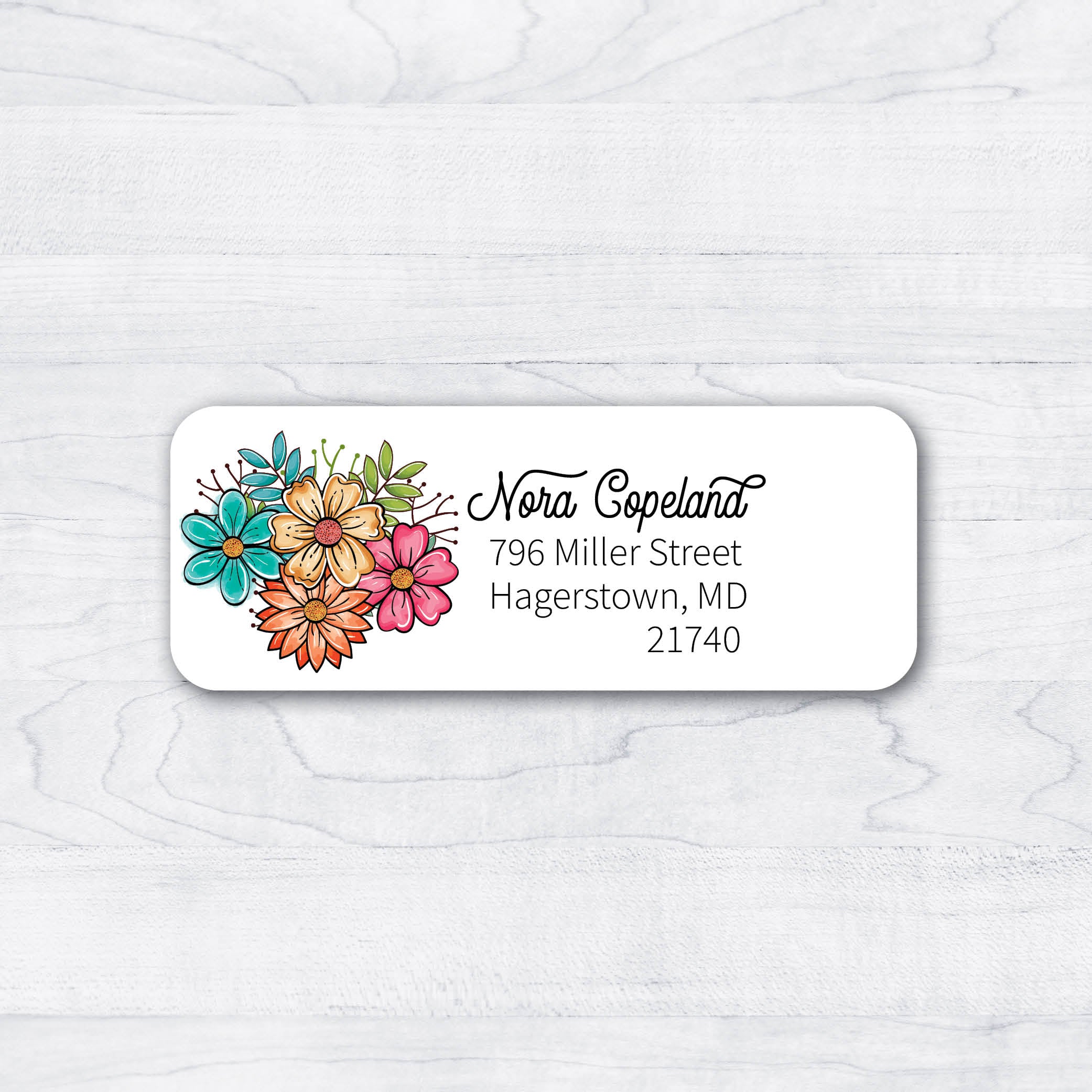 flower return address with script