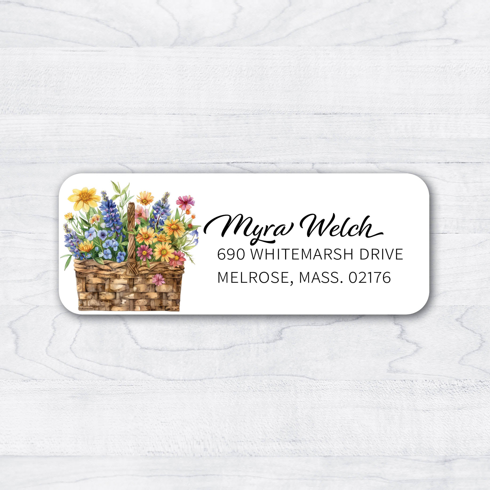 flower basket return address label