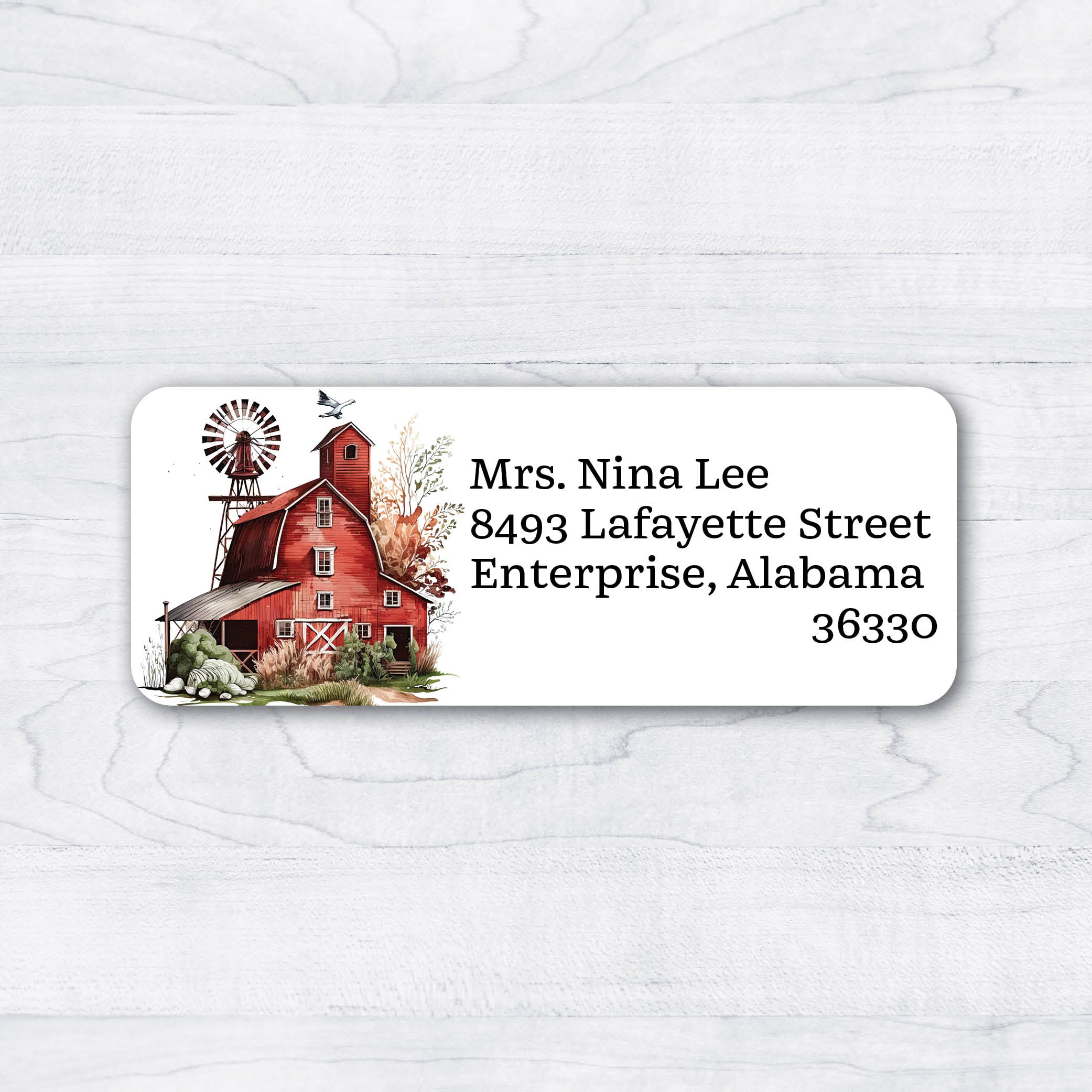 Red Barn Country Return Address Labels Vintage Theme