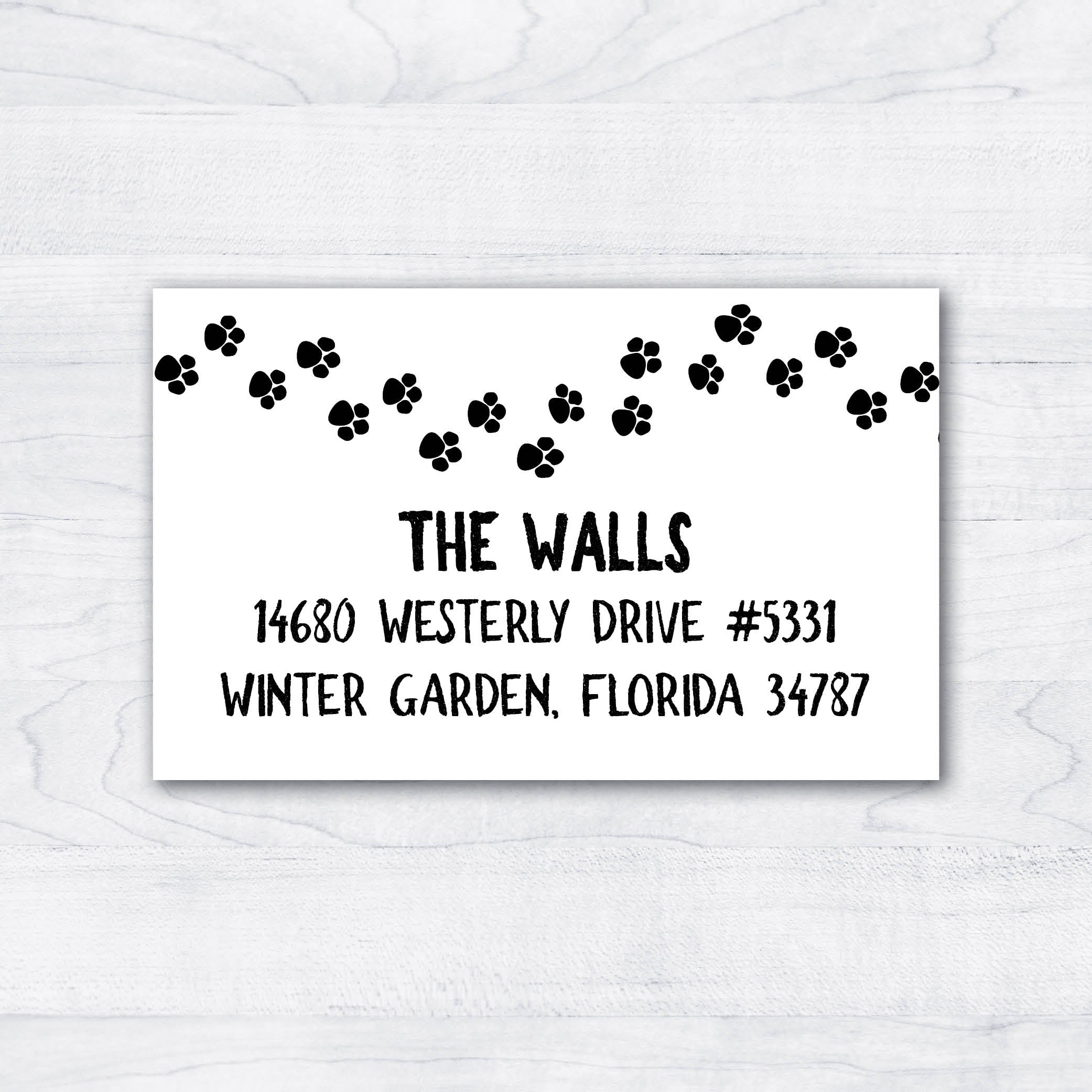 pawprint address labels with many paw prints personalized