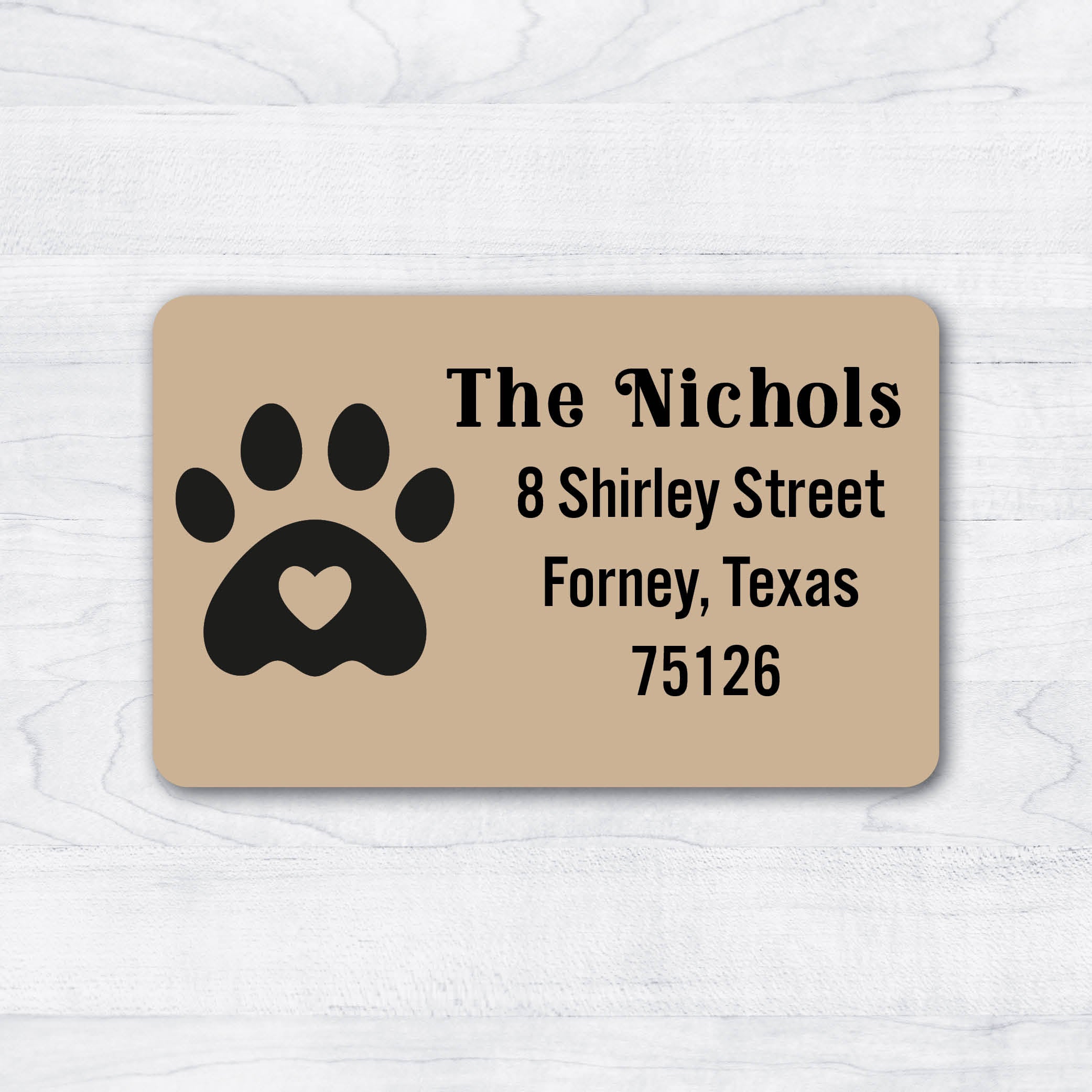 dog paw with heart personalized return address labels