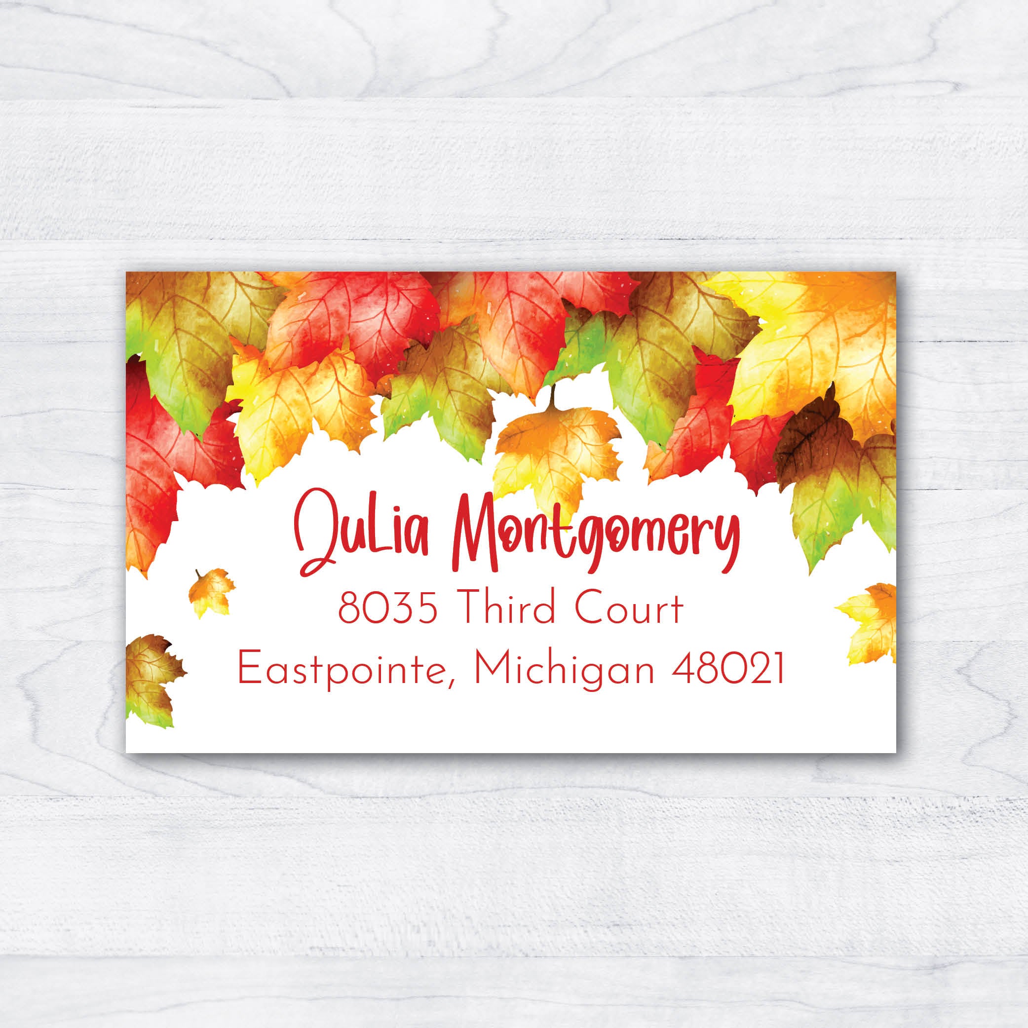 bright autumn leaves return address labels personalized