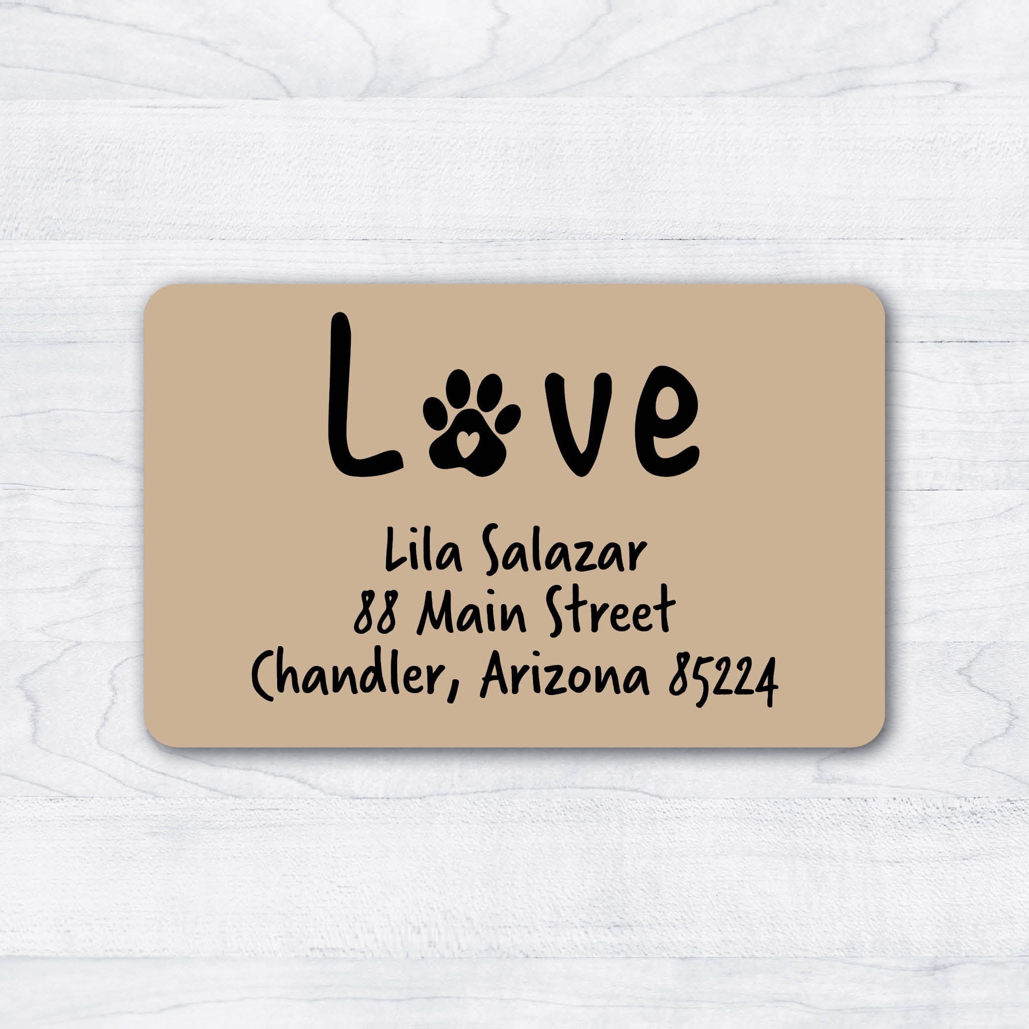 Love Dogs with a pawprint for the "o" in love personalized return address labels