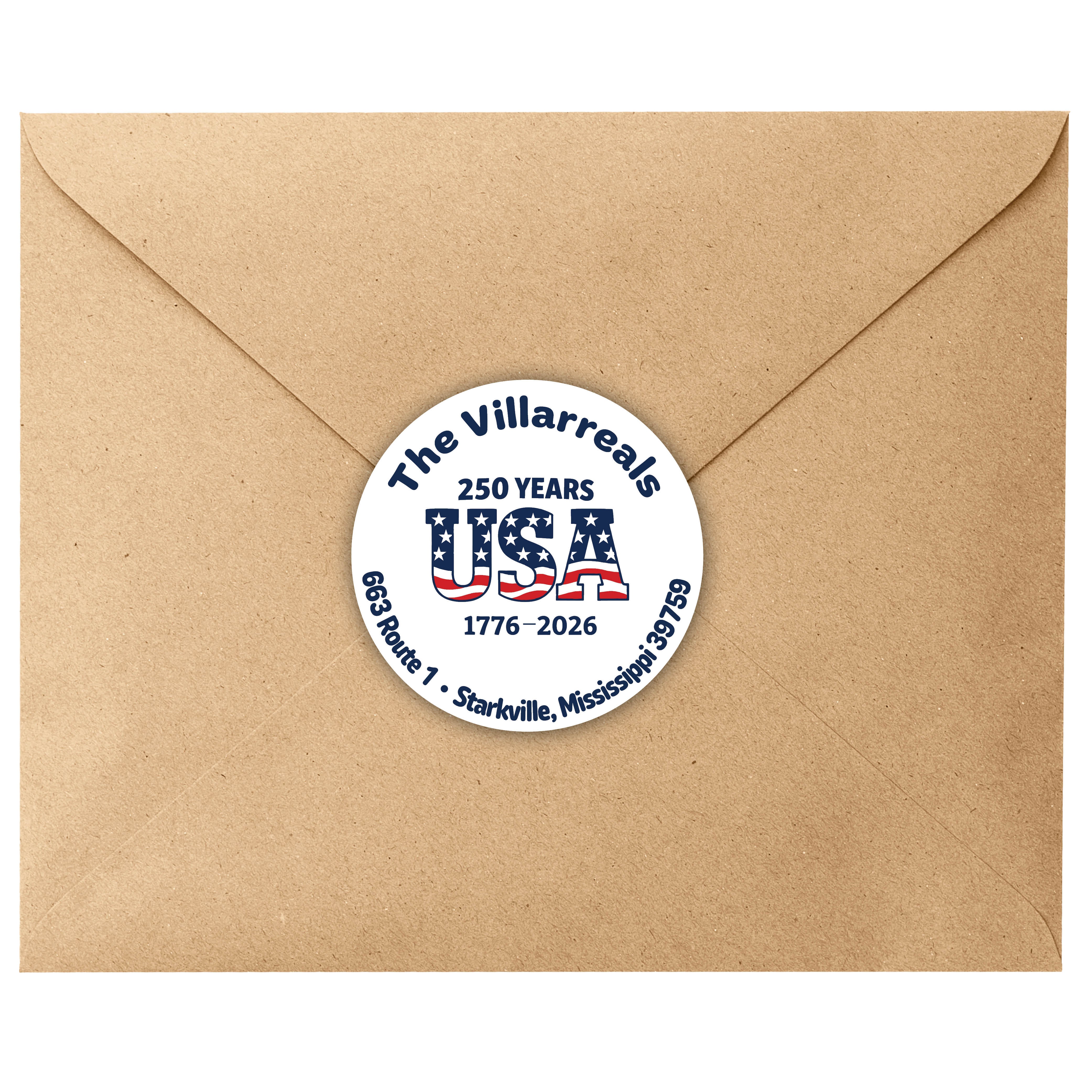 U.S.A. 250th Round Return Address Labels