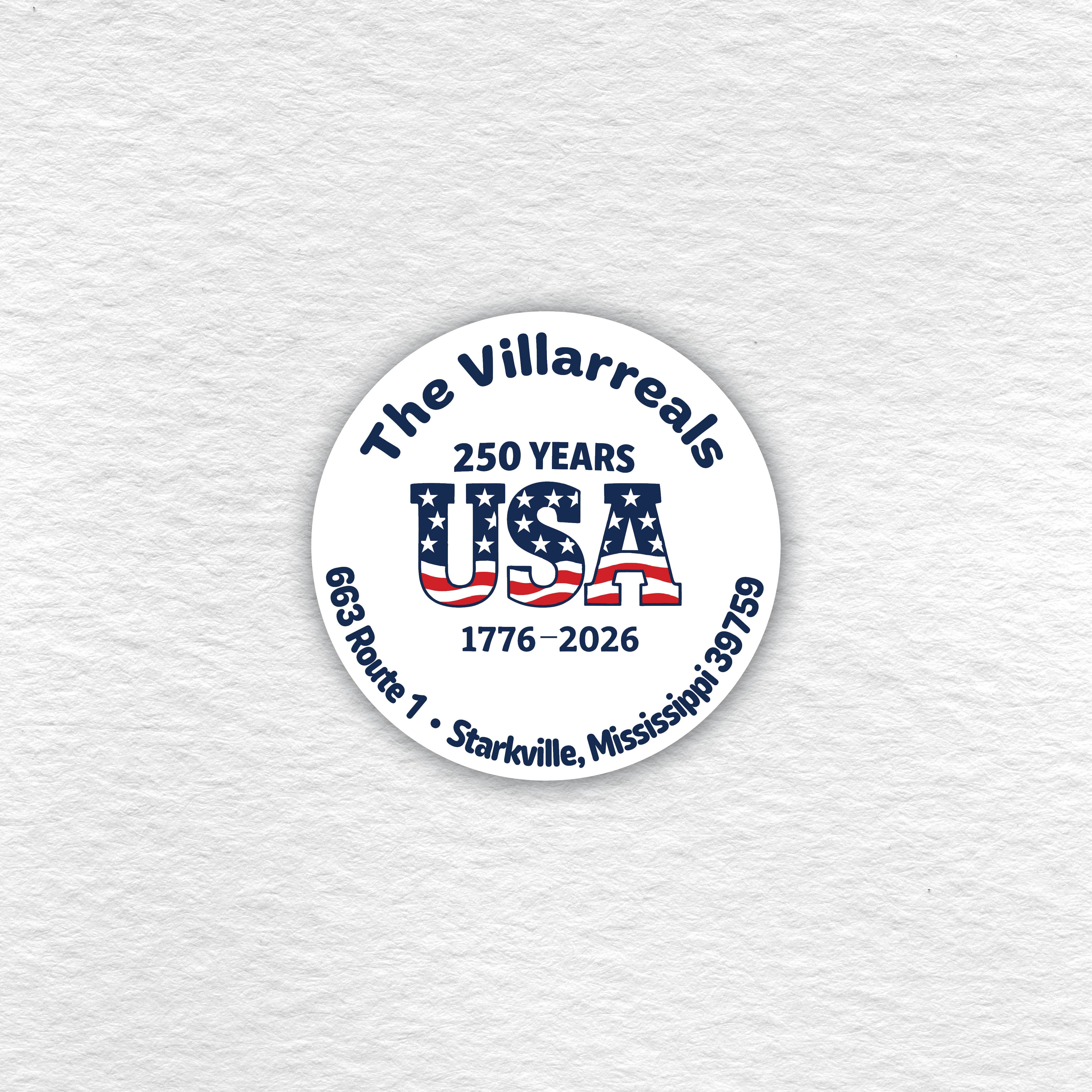 U.S.A. 250th Round Return Address Labels