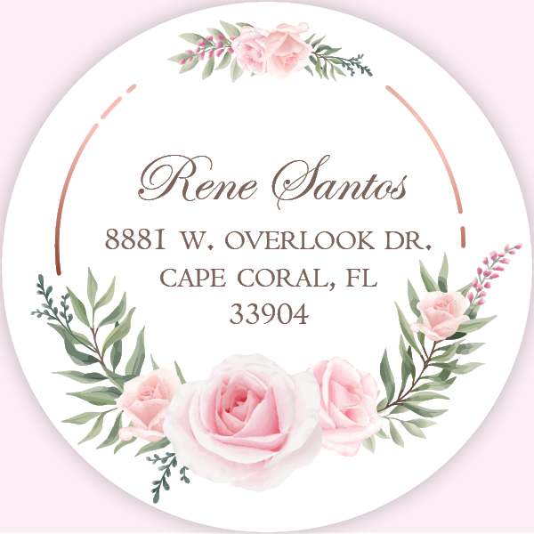Rose Notecards Personalized Foldover with matching Return Address Labels