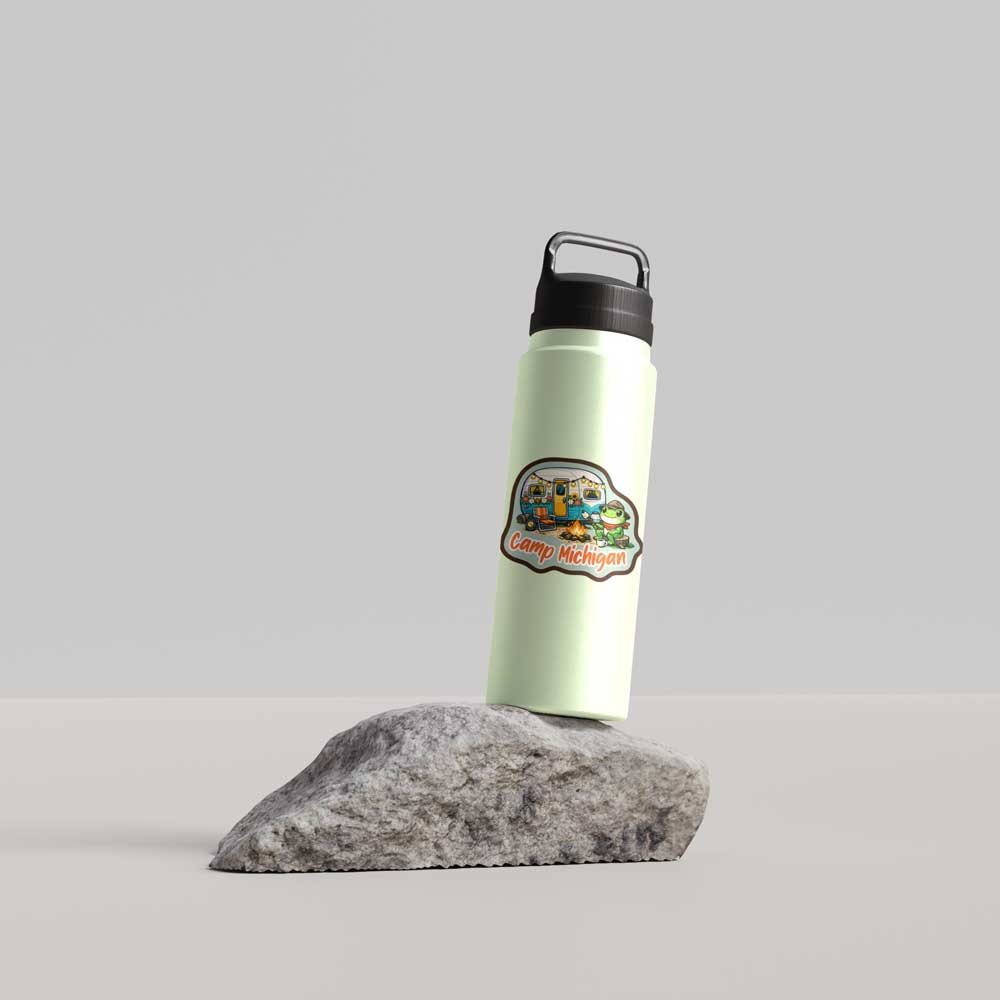 Camp Michigan Frog Vinyl Sticker