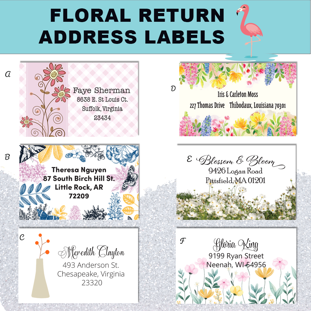 Floral Return Address Labels-Stella's Stickers