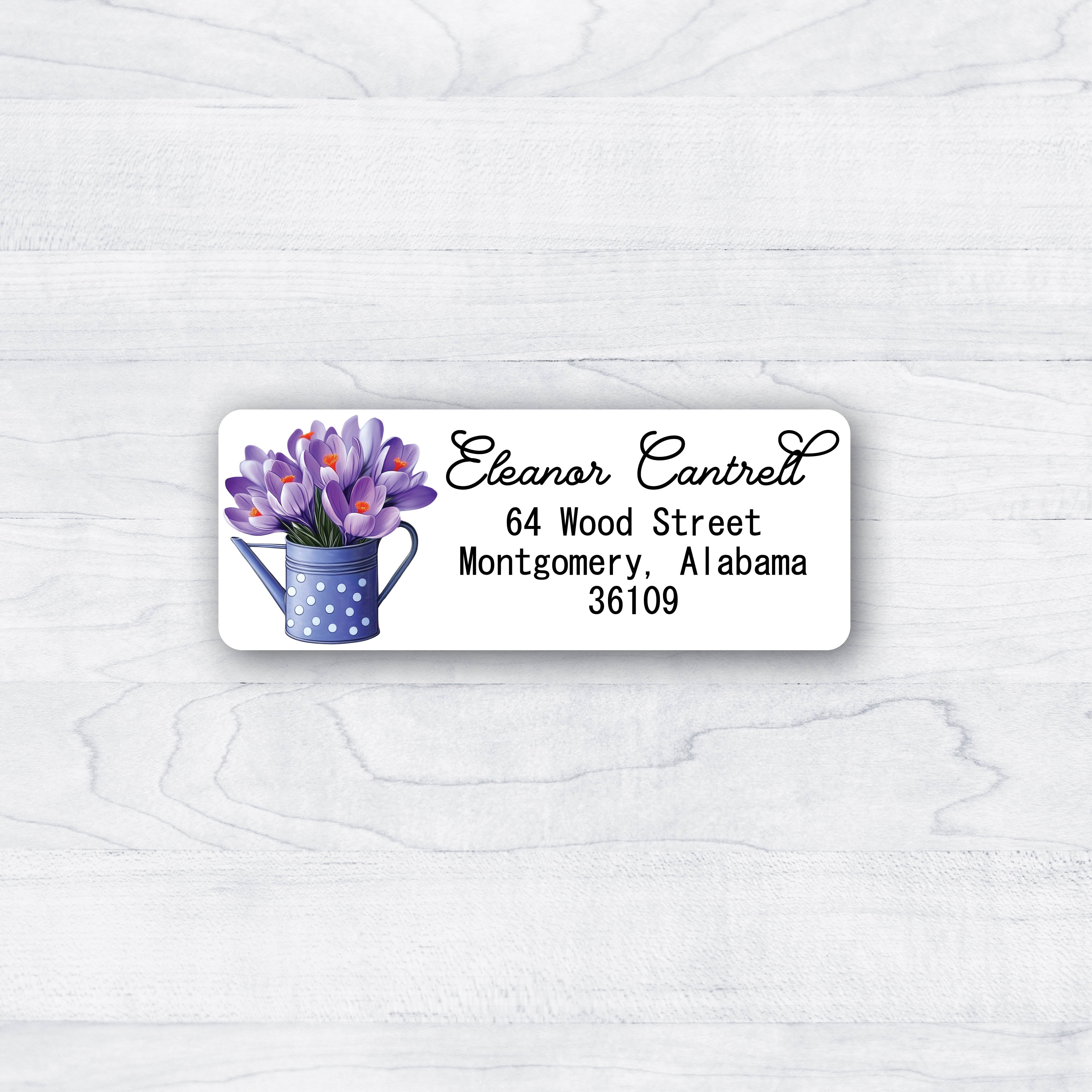 Purple Crocus Return Address Label