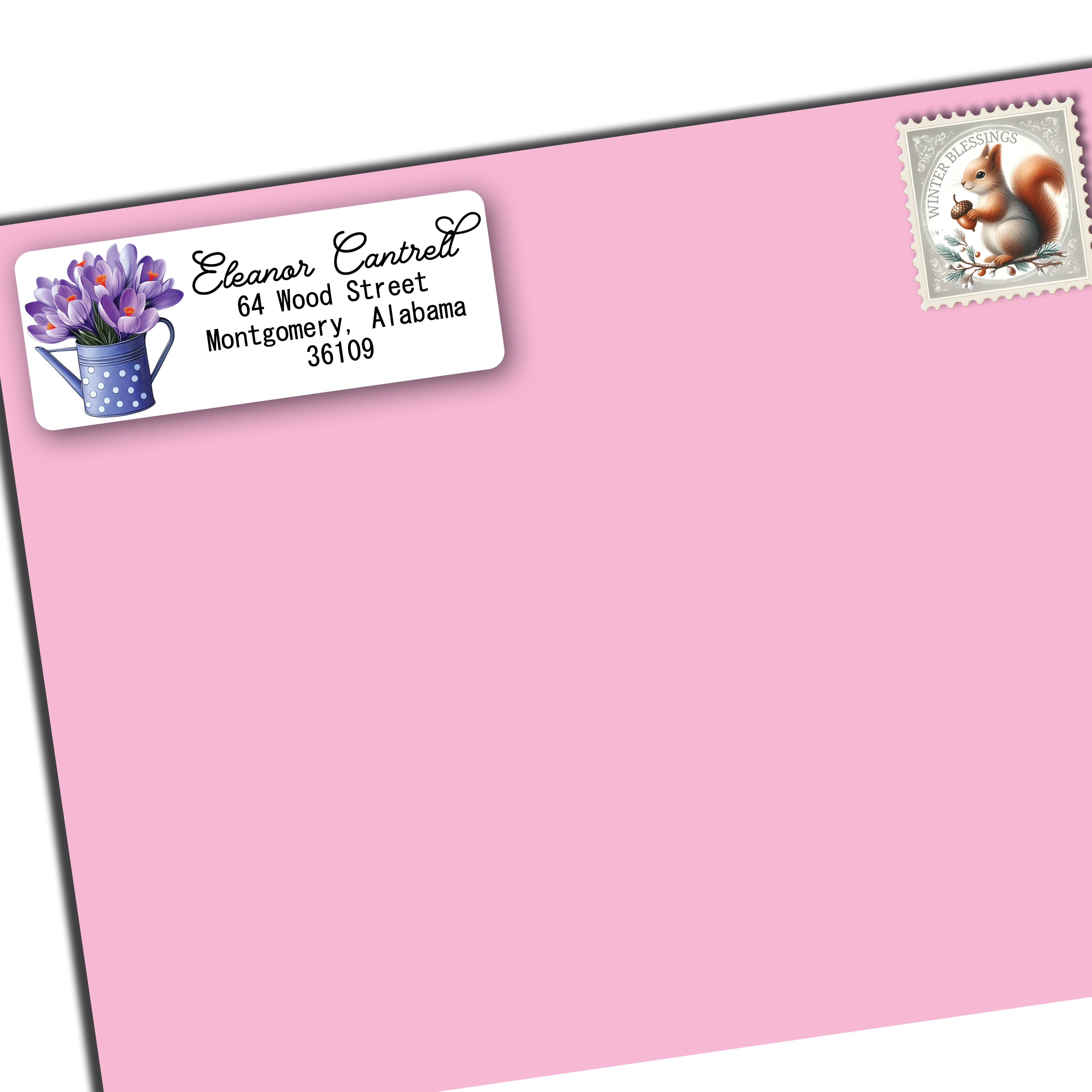Purple Crocus Return Address Label