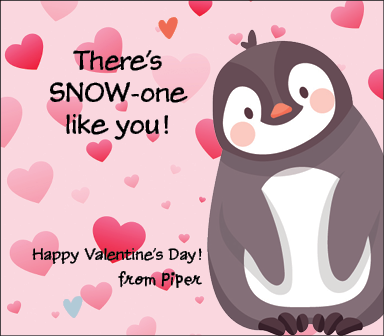 Penguin Valentine with Matching Heart Stickers