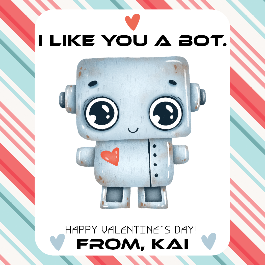 Robot Valentines for Valentine's Day Parties