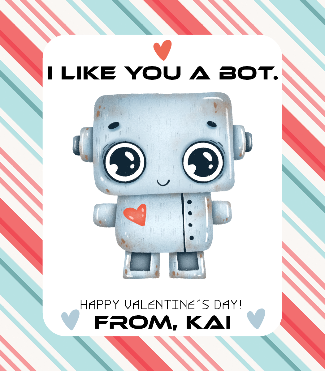 Robot Valentines for Valentine's Day Parties