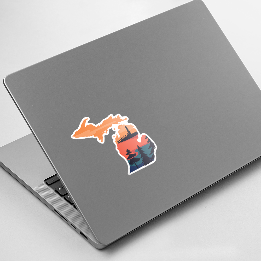 Michigan Sunset with Lighthouse Vinyl Sticker