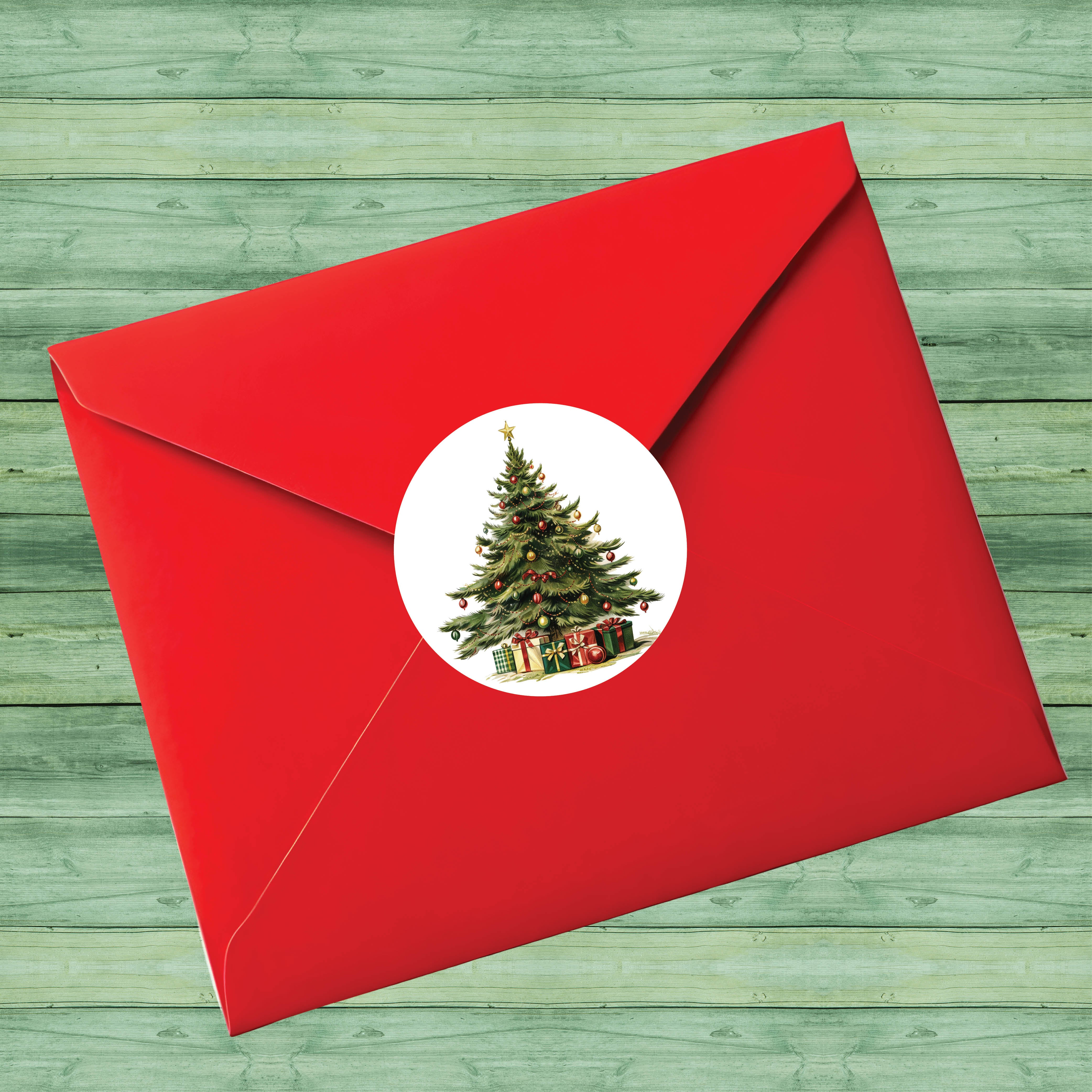 Vintage Christmas Tree Envelope Seals