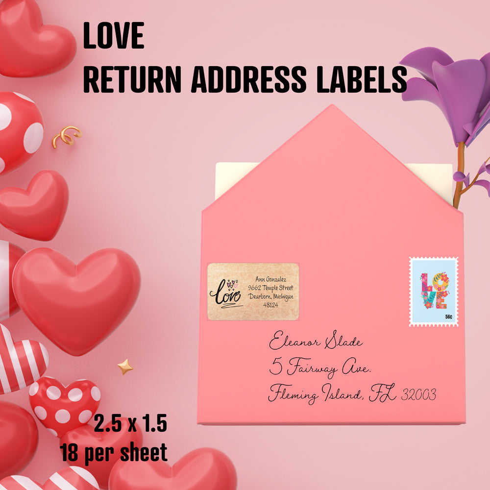 Love Return Address Labels-Stella's Stickers