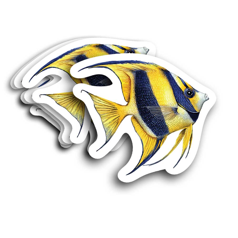 Angelfish with yellow and black stripes sticker decal