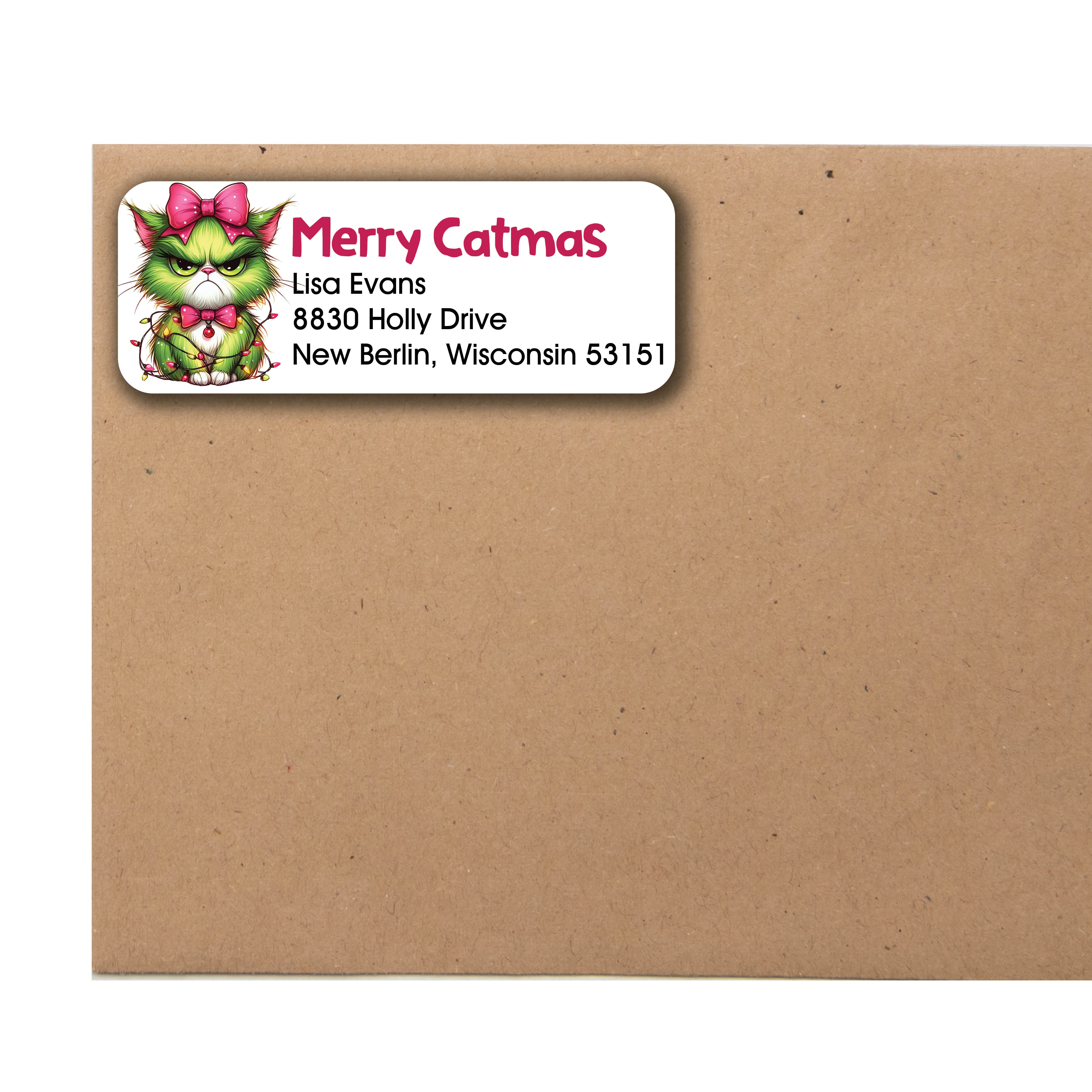 Grumpy Cat Christmas Return Address Labels