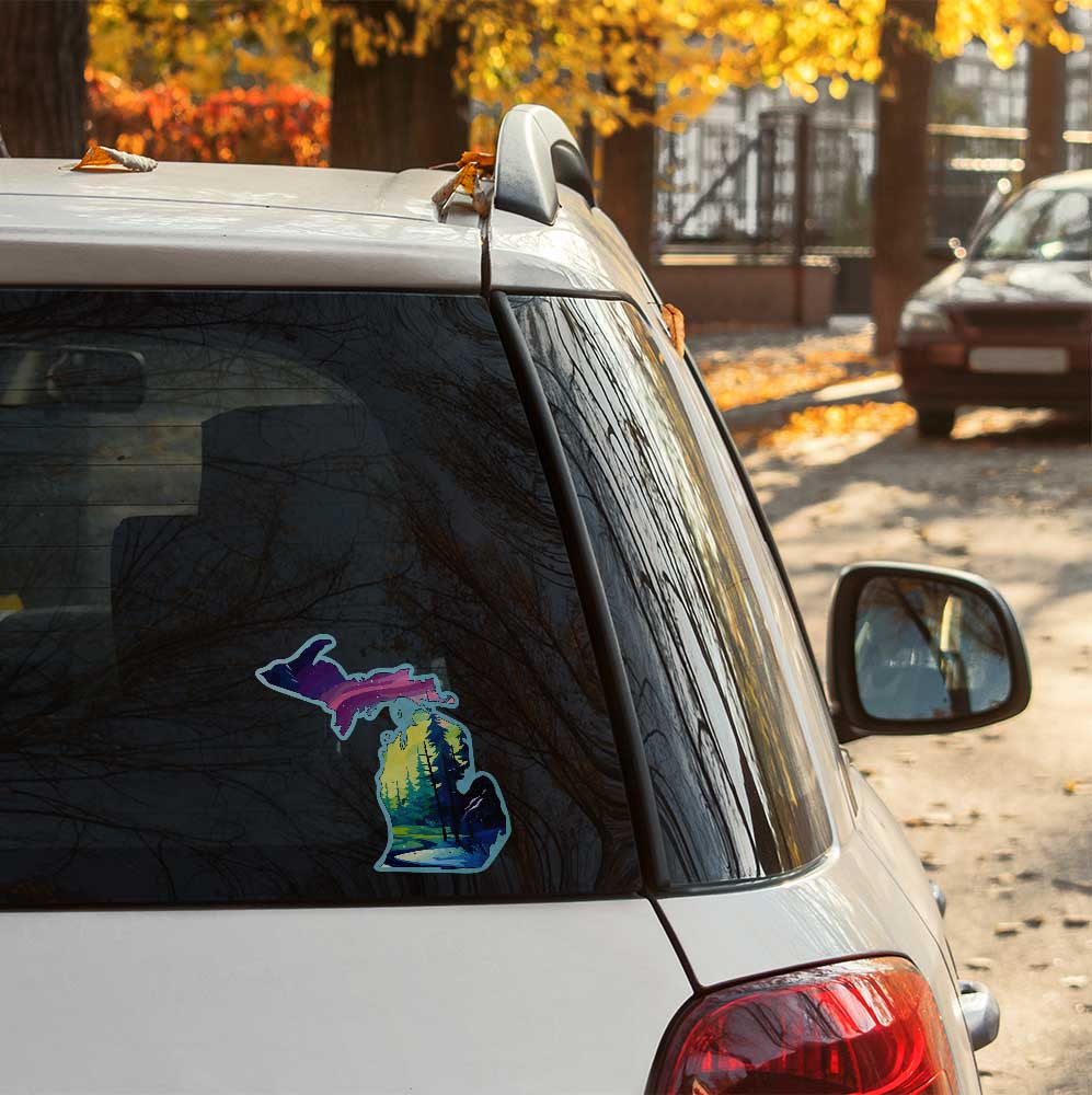 Aurora Northern Lights Michigan Die Cut Sticker