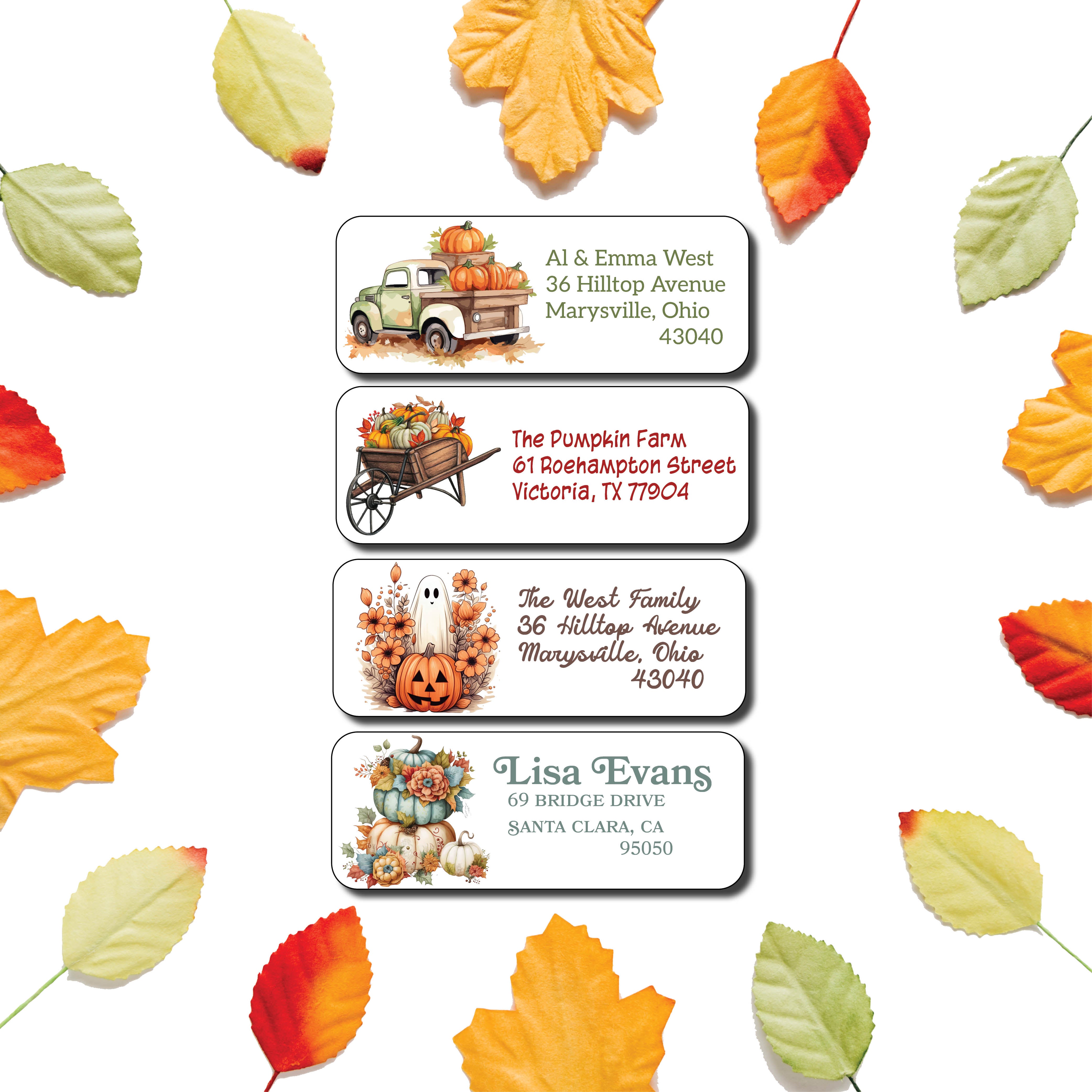 Fall-Halloween Return Address Labels with Pumpkins