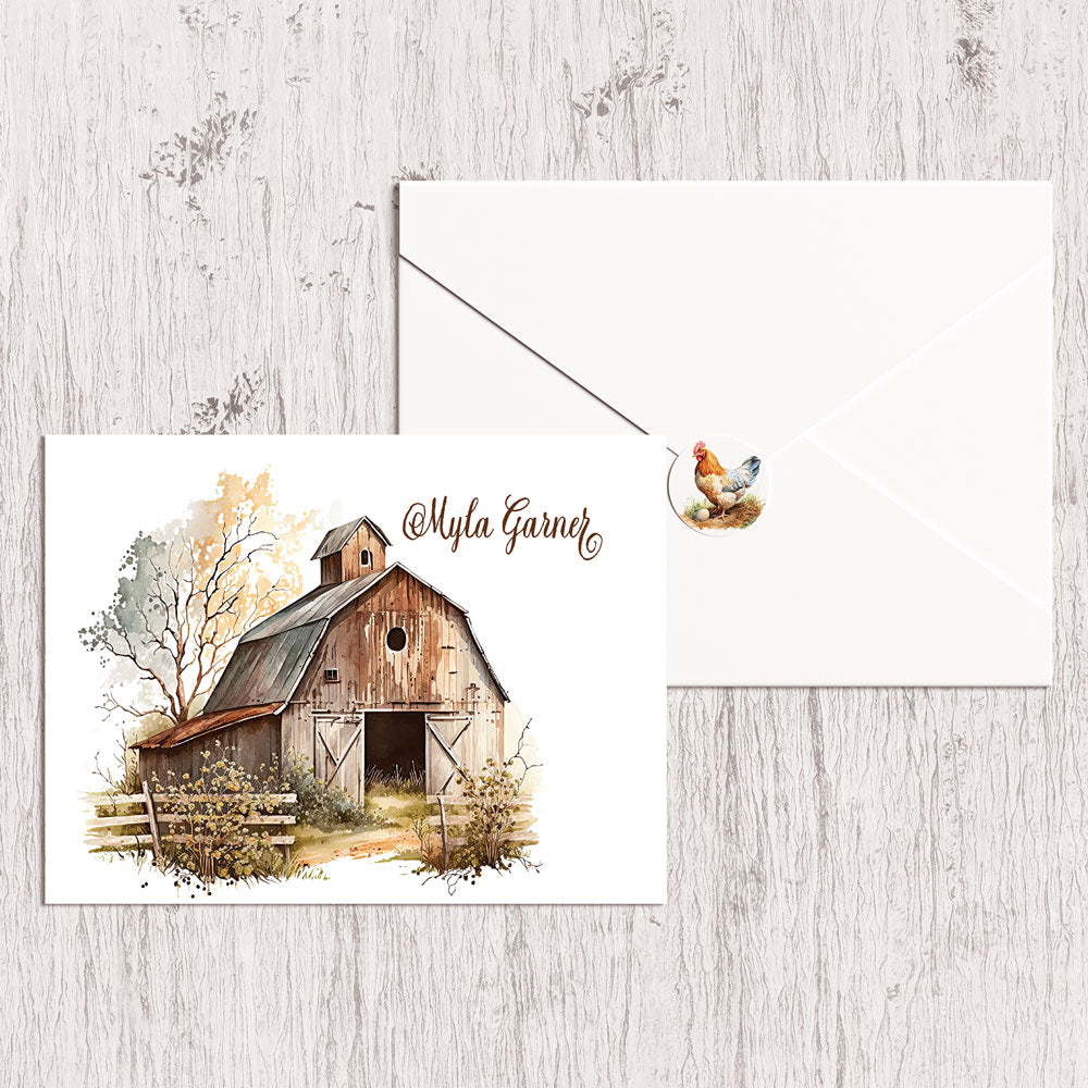Rural Scene Personal Notecards with Matching Seal
