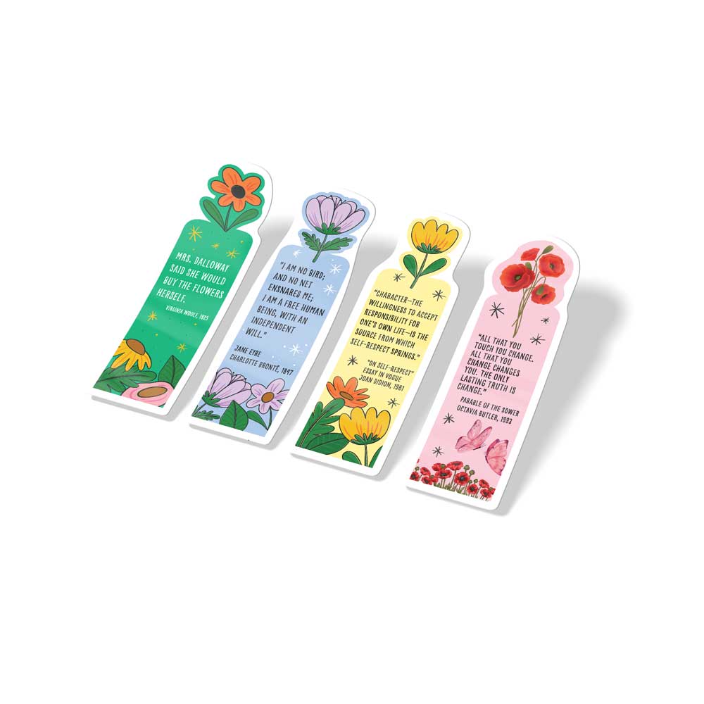 Feminist Author Floral 4-Bookmark Set