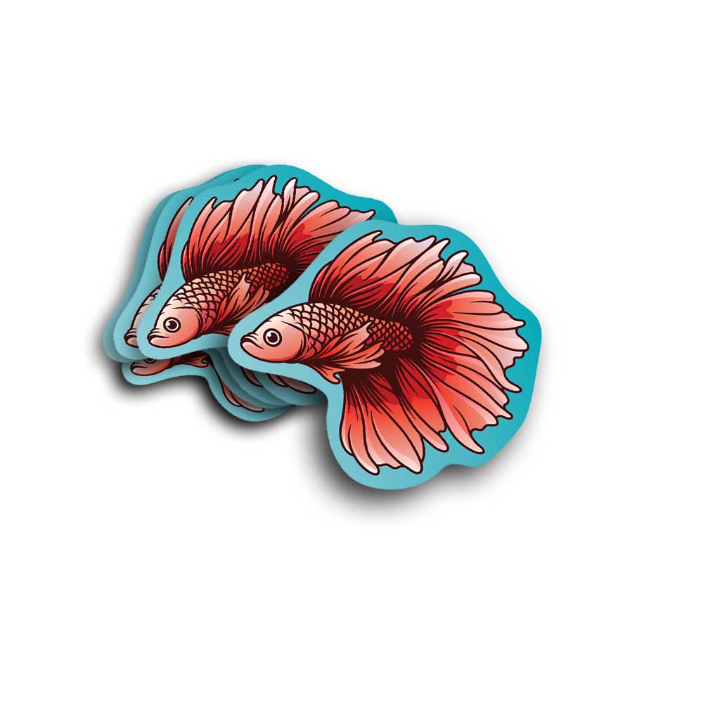 Red Betta Vinyl Decal Weatherproof Sticker