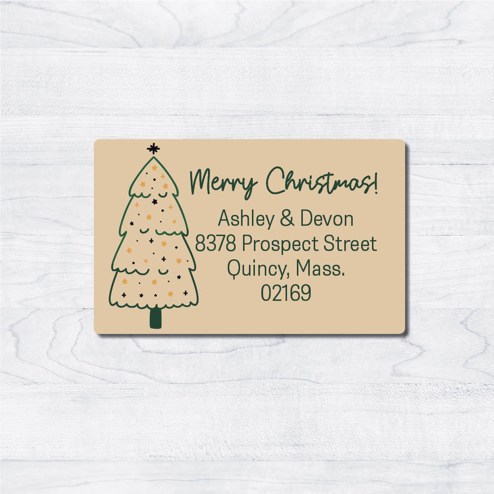 Brown Kraft Christmas Labels with Hand drawn Tree