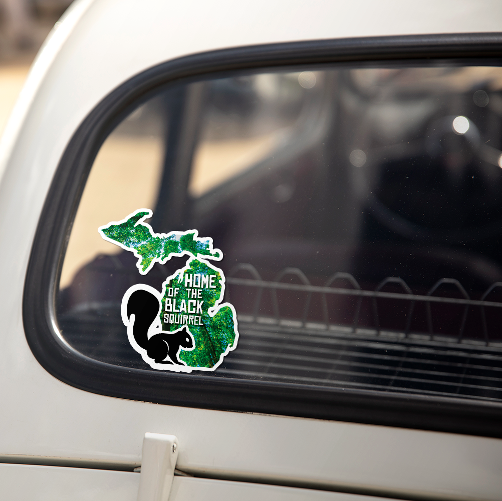 Michigan Black Squirrel Die Cut Sticker