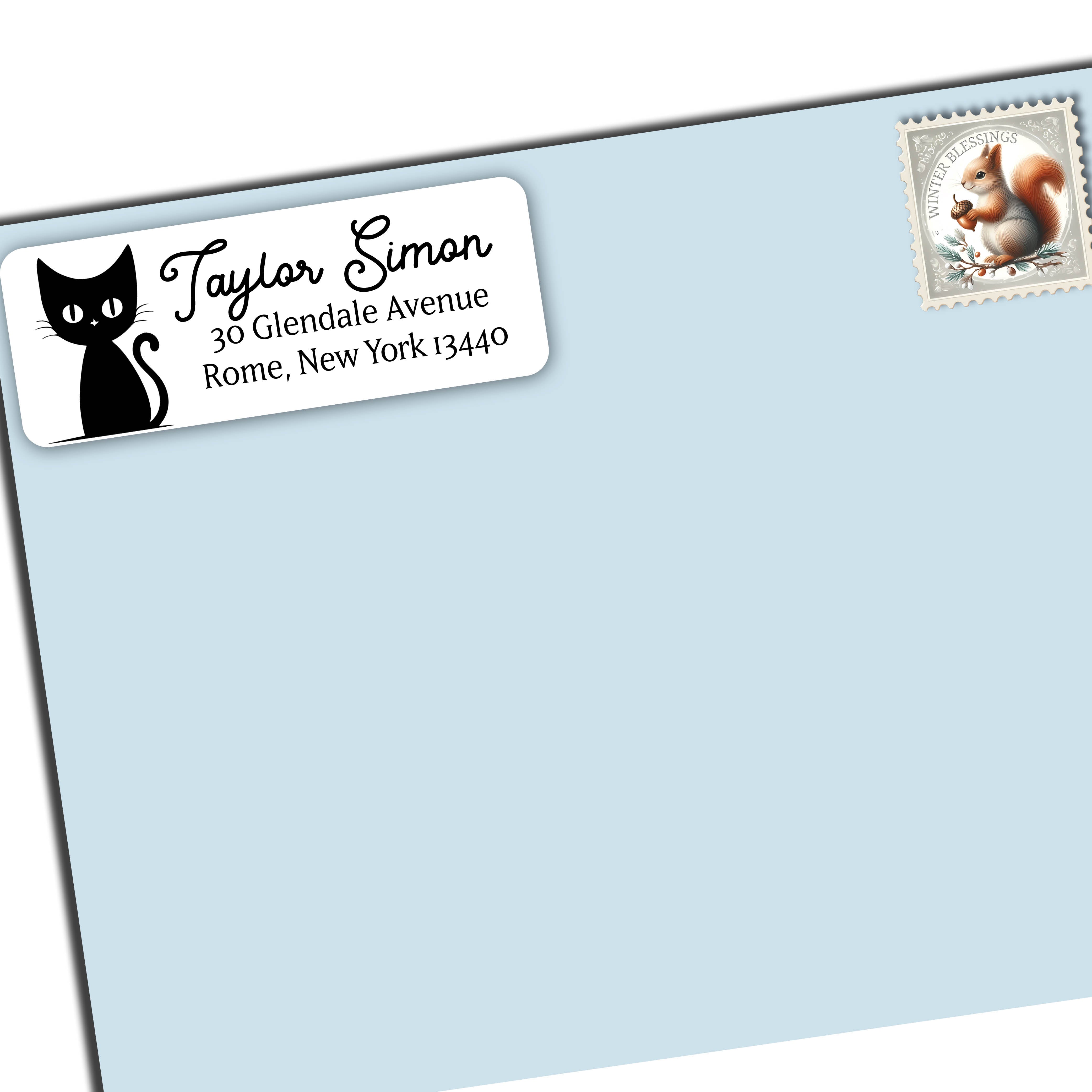 Black Cat Return Address Labels