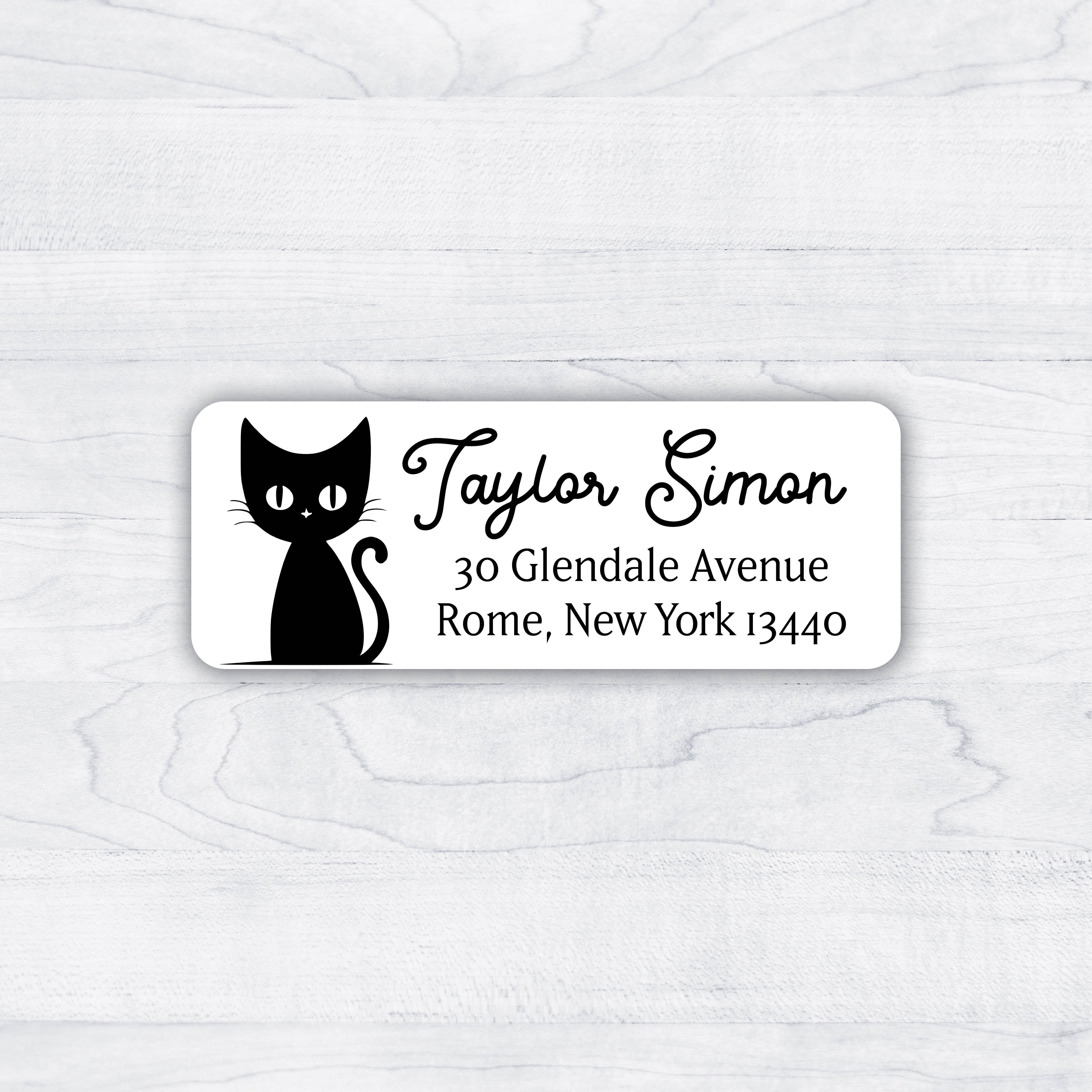 black cat return address labels